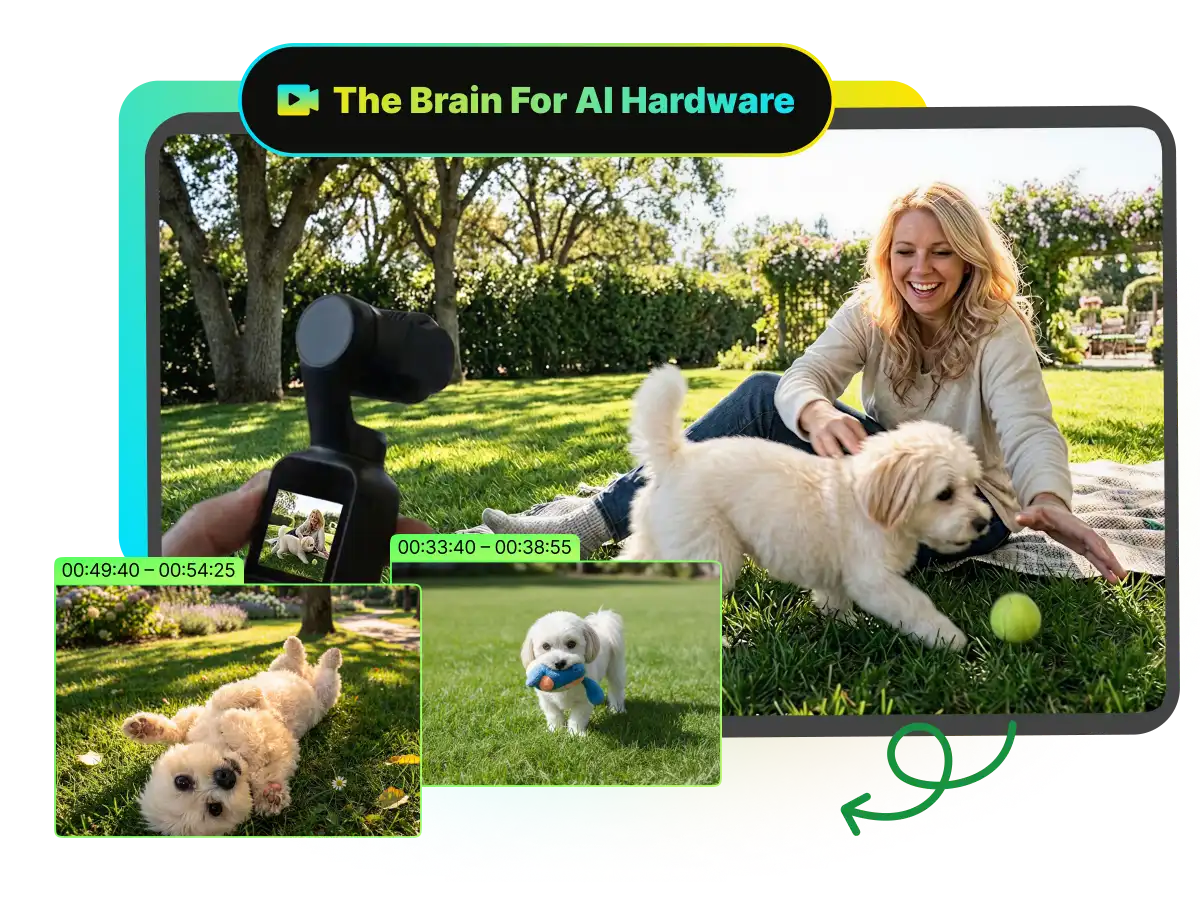 Multimodal AI engine analyzing gameplay, voice cracks, and chat signals to automatically generate a stream highlight clip.