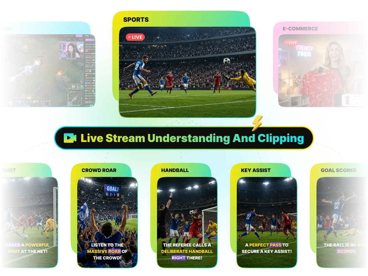 Frustrated video editor manually editing live stream VODs late at night, illustrating the pain point of delayed clipping.