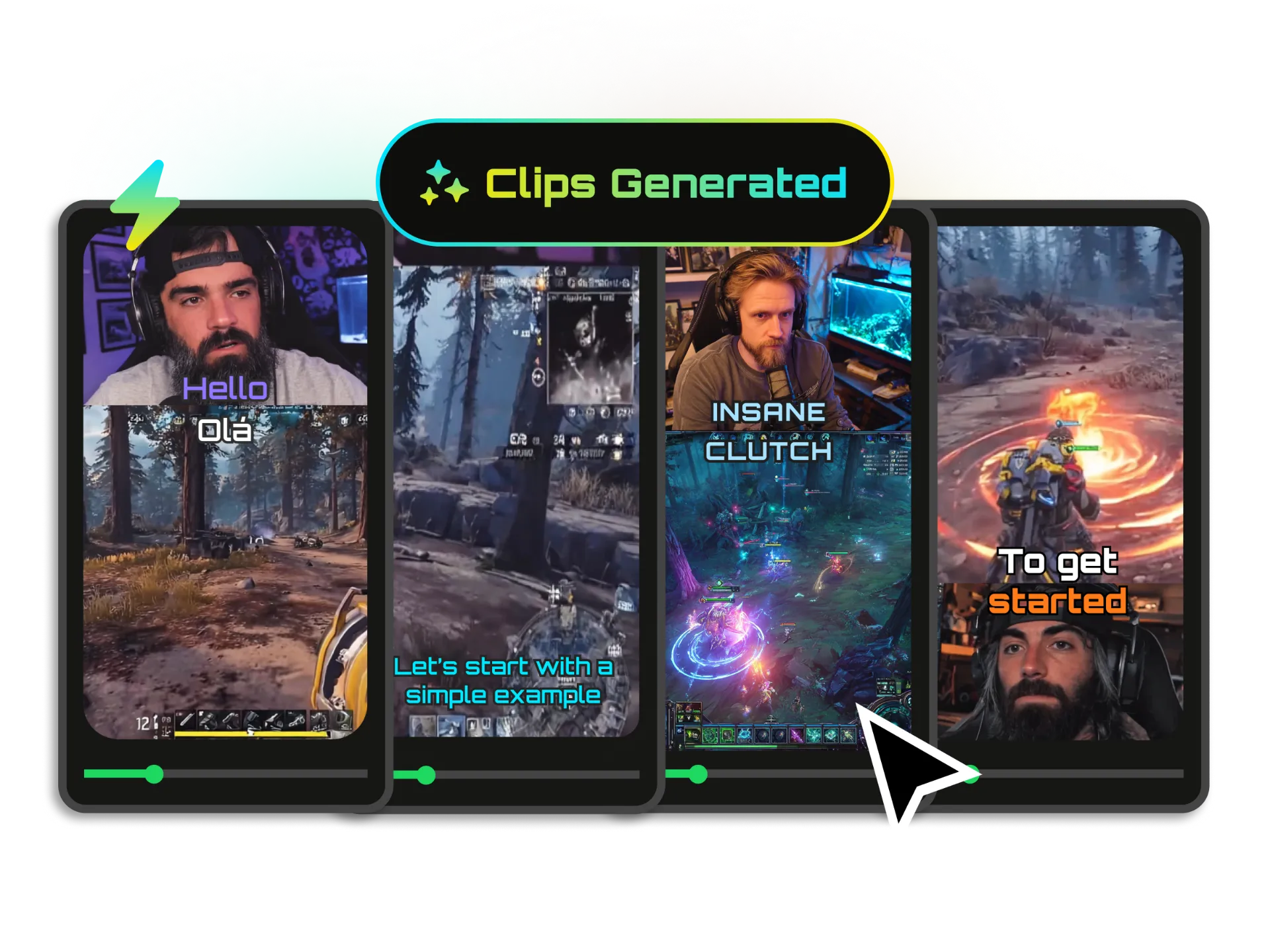 Multiple VODs being processed simultaneously into viral clips