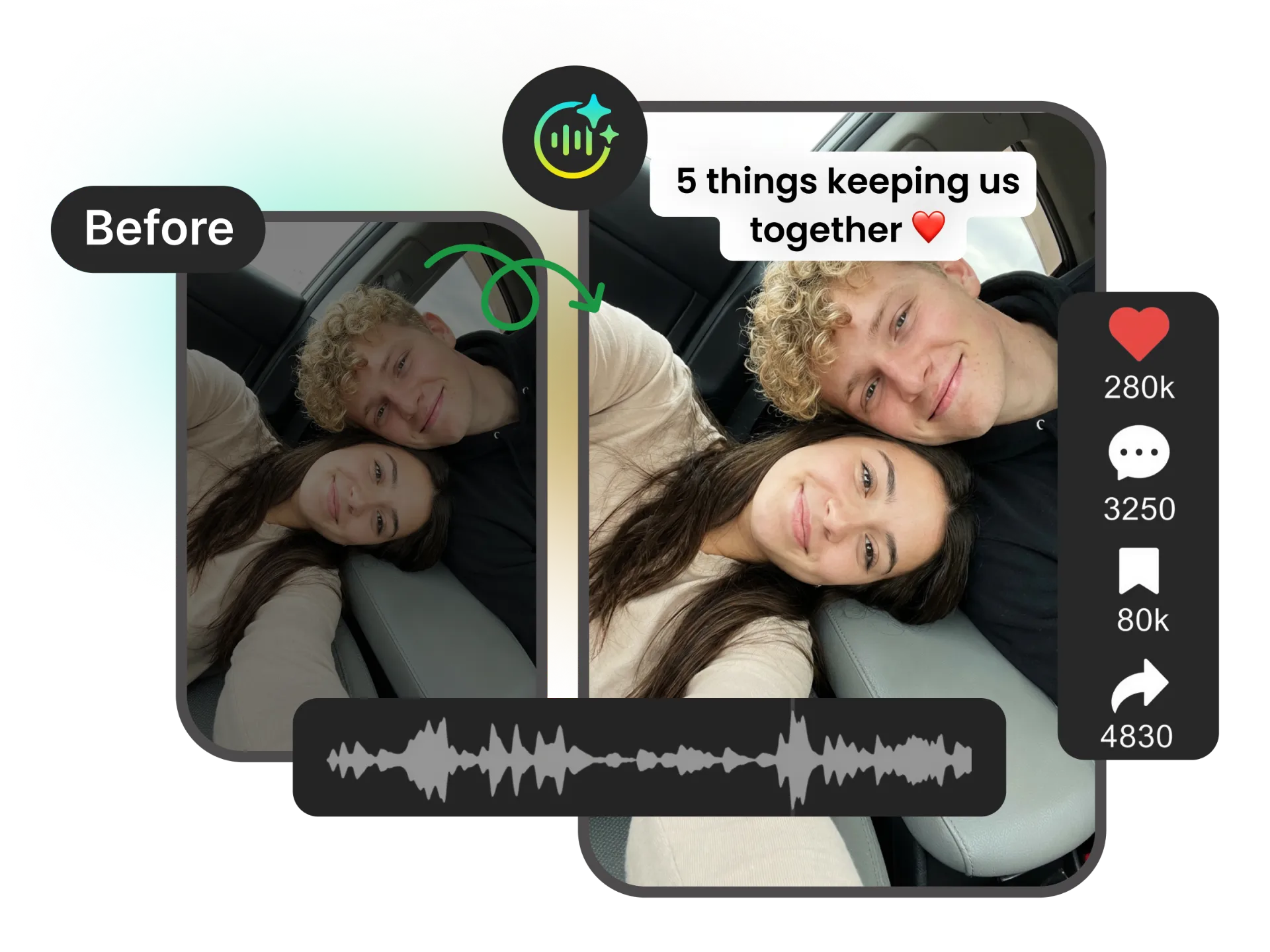 AI Hook feature generating opening headlines with voiceover for YouTube clips