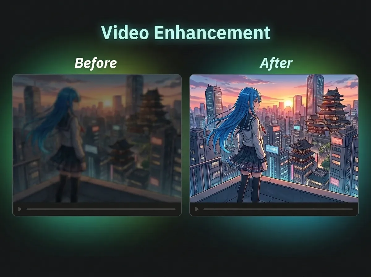 Intelligently enhances your videos in one API call, upscaling resolution to 2K and 4K, refining portraits, and optimizing color so every video looks sharp, vivid, and platform-ready.