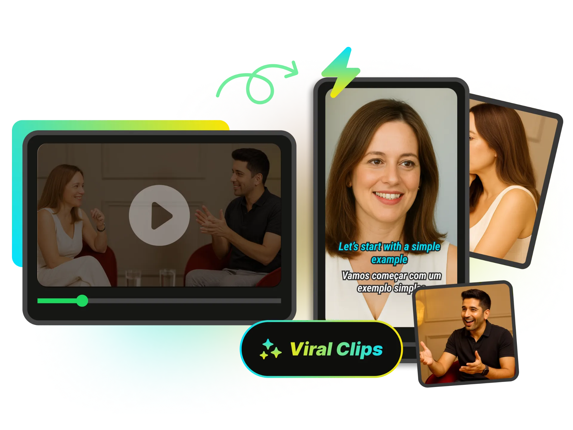 WayinVideo dashboard showing viral-ranked clips from converted long video to short video