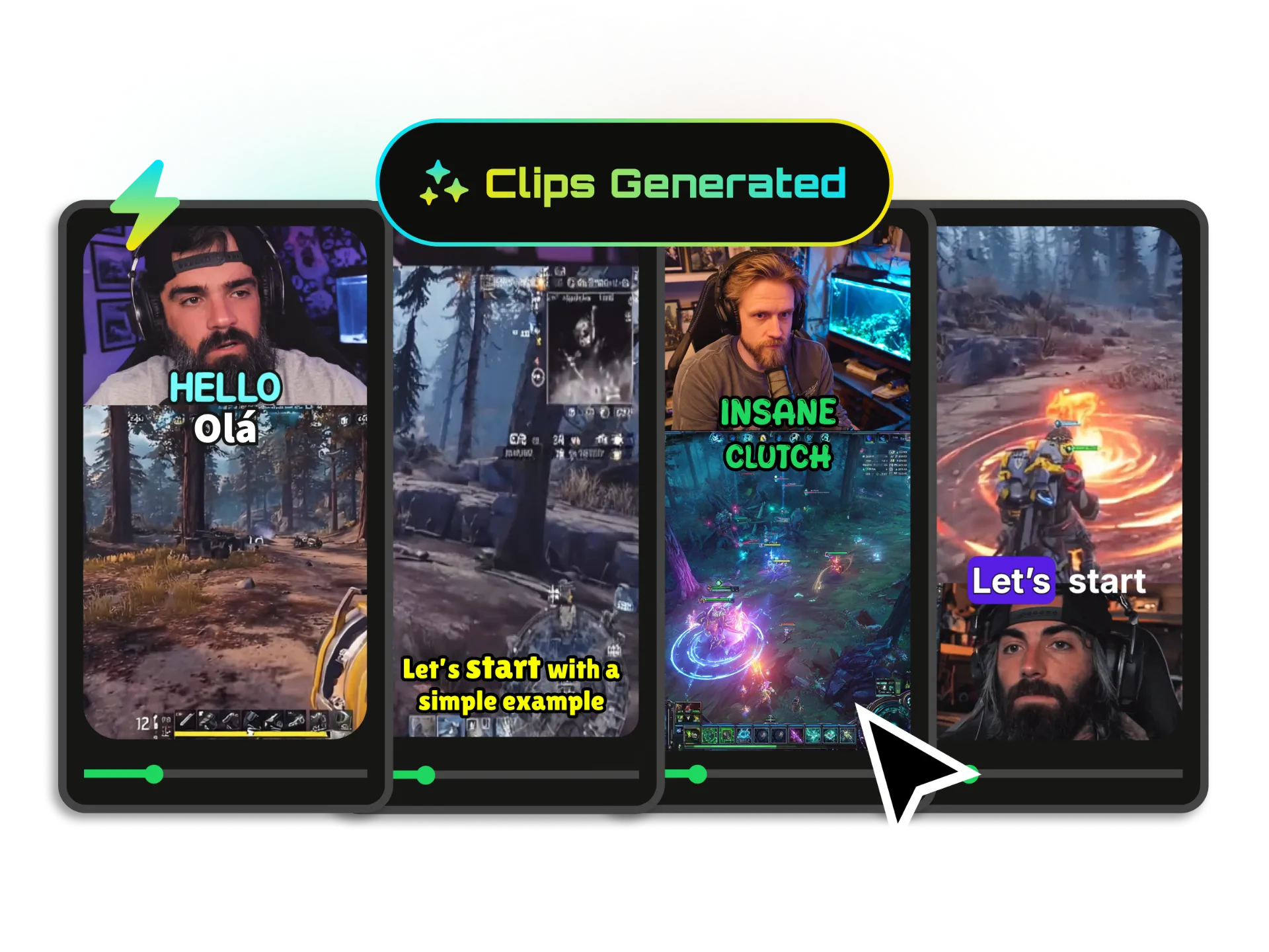 Multiple VODs being processed simultaneously into viral clips