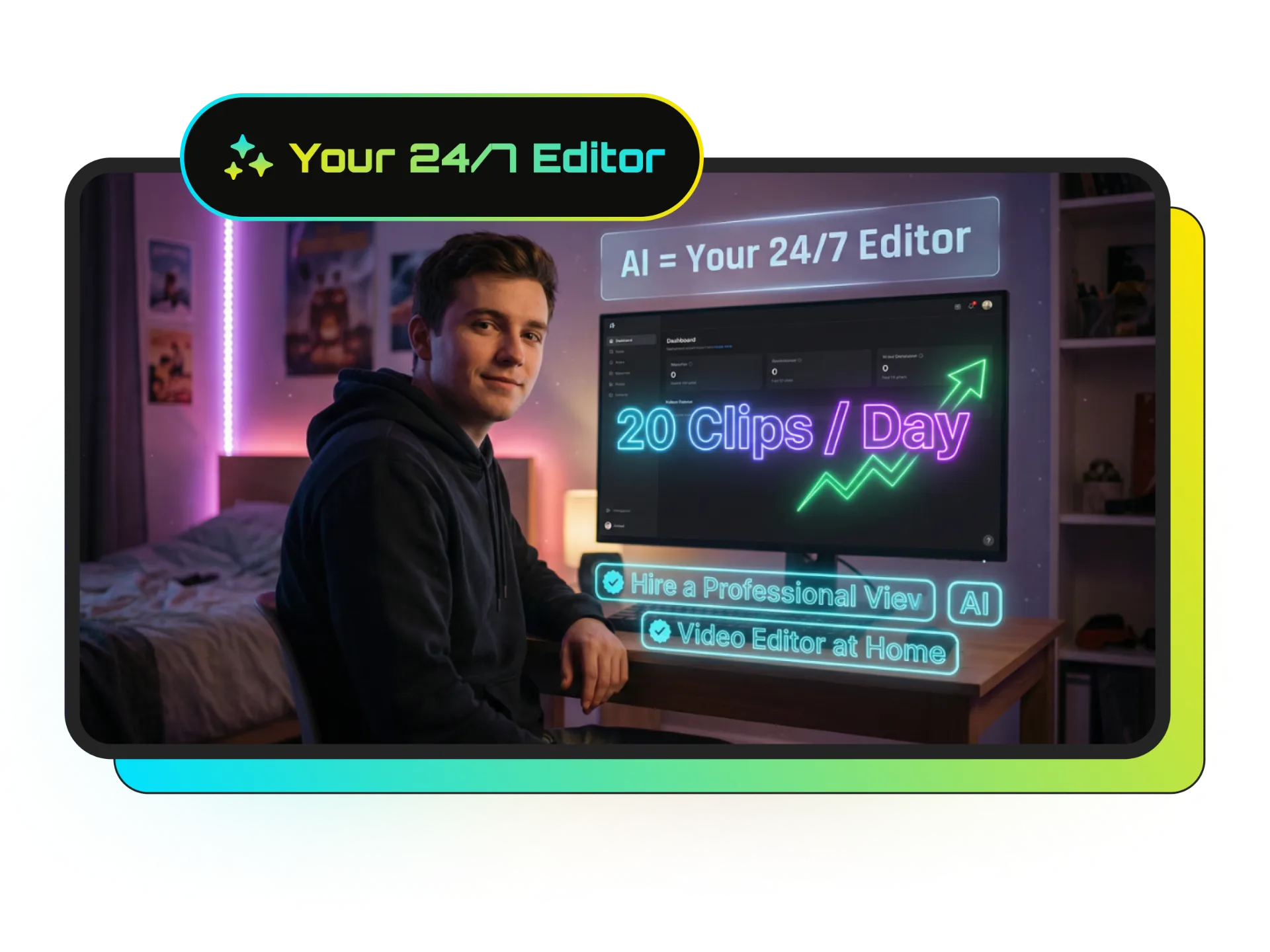 Small streamer competing with big channels using AI clips