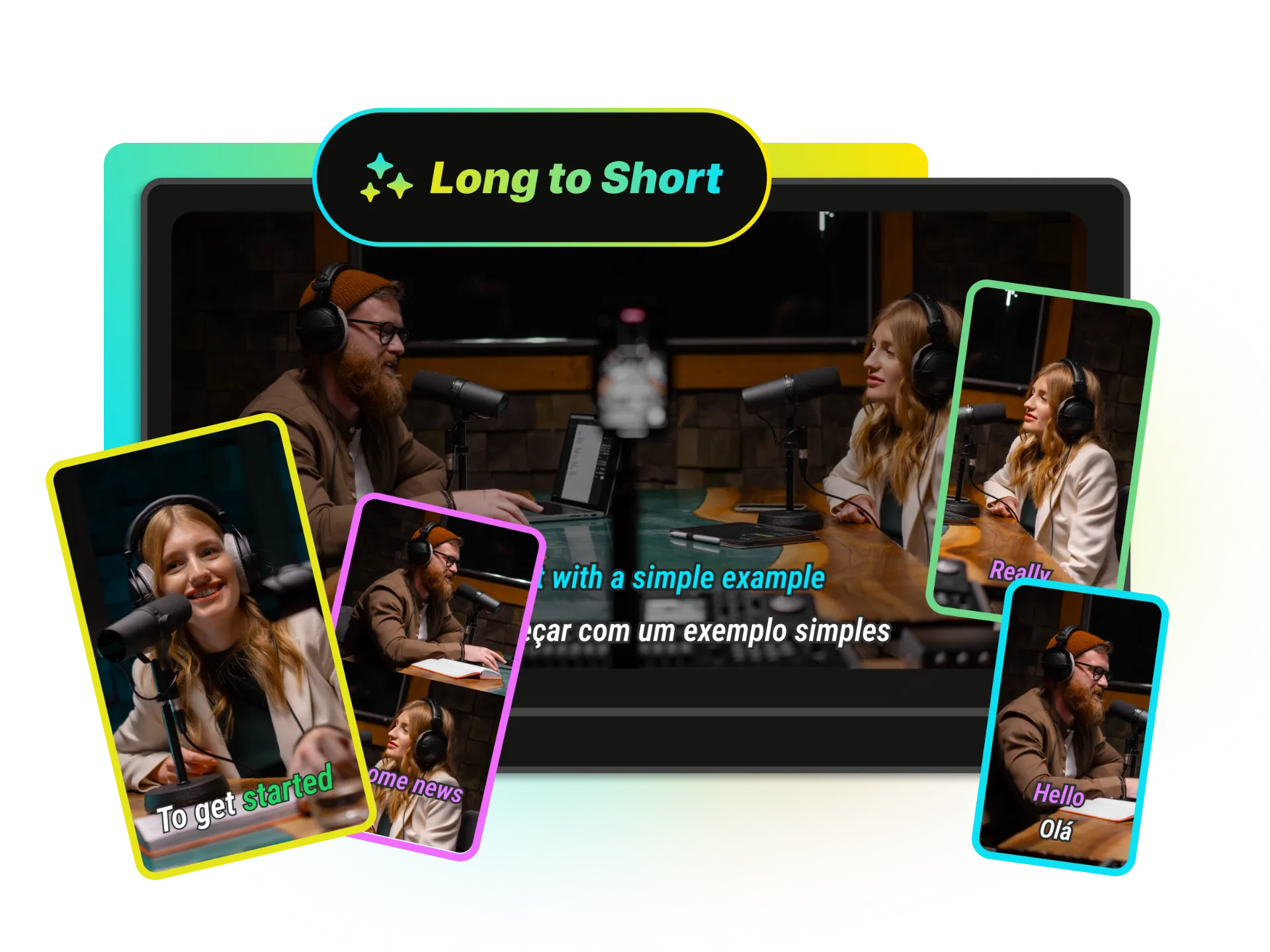 Podcast episode being converted into multiple viral short clips