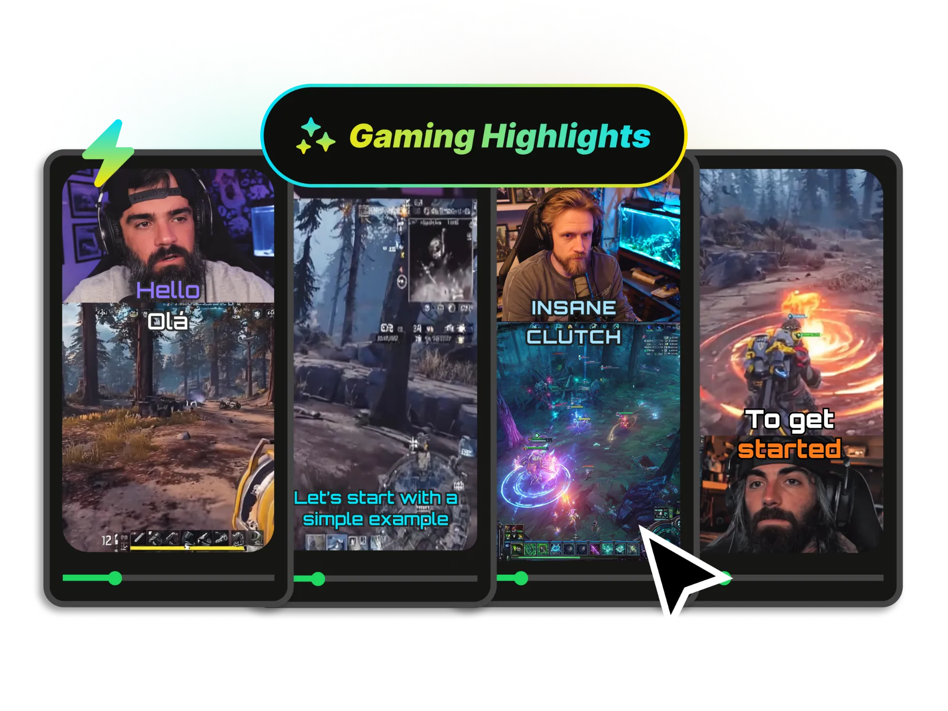 Gaming stream highlights converted to vertical TikTok clips