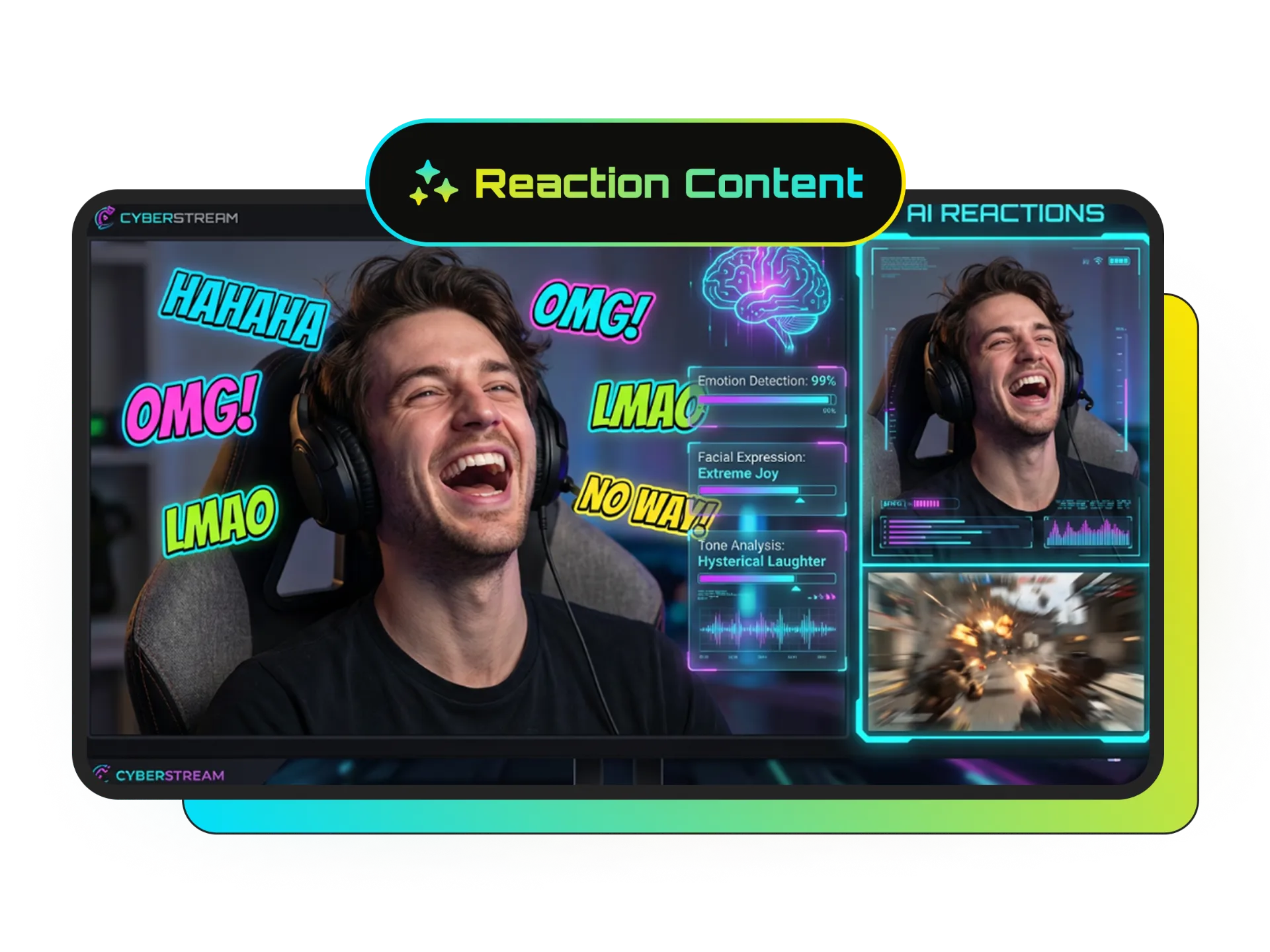Reaction streamer with emotional highlight detection