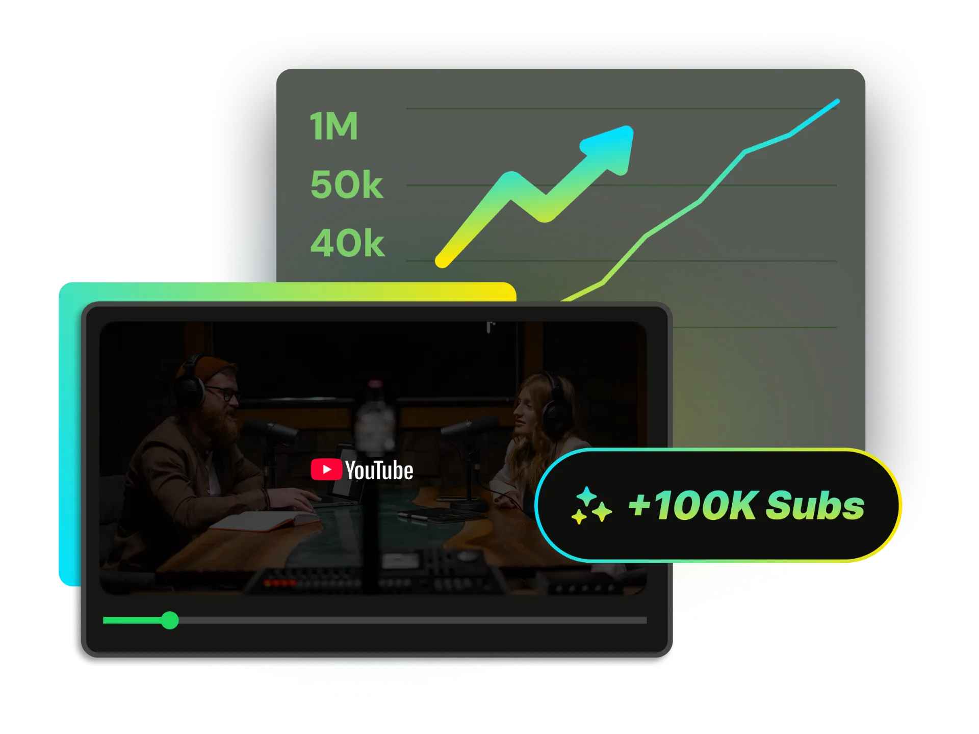 YouTube channel growth analytics showing subscriber increase from AI clip maker