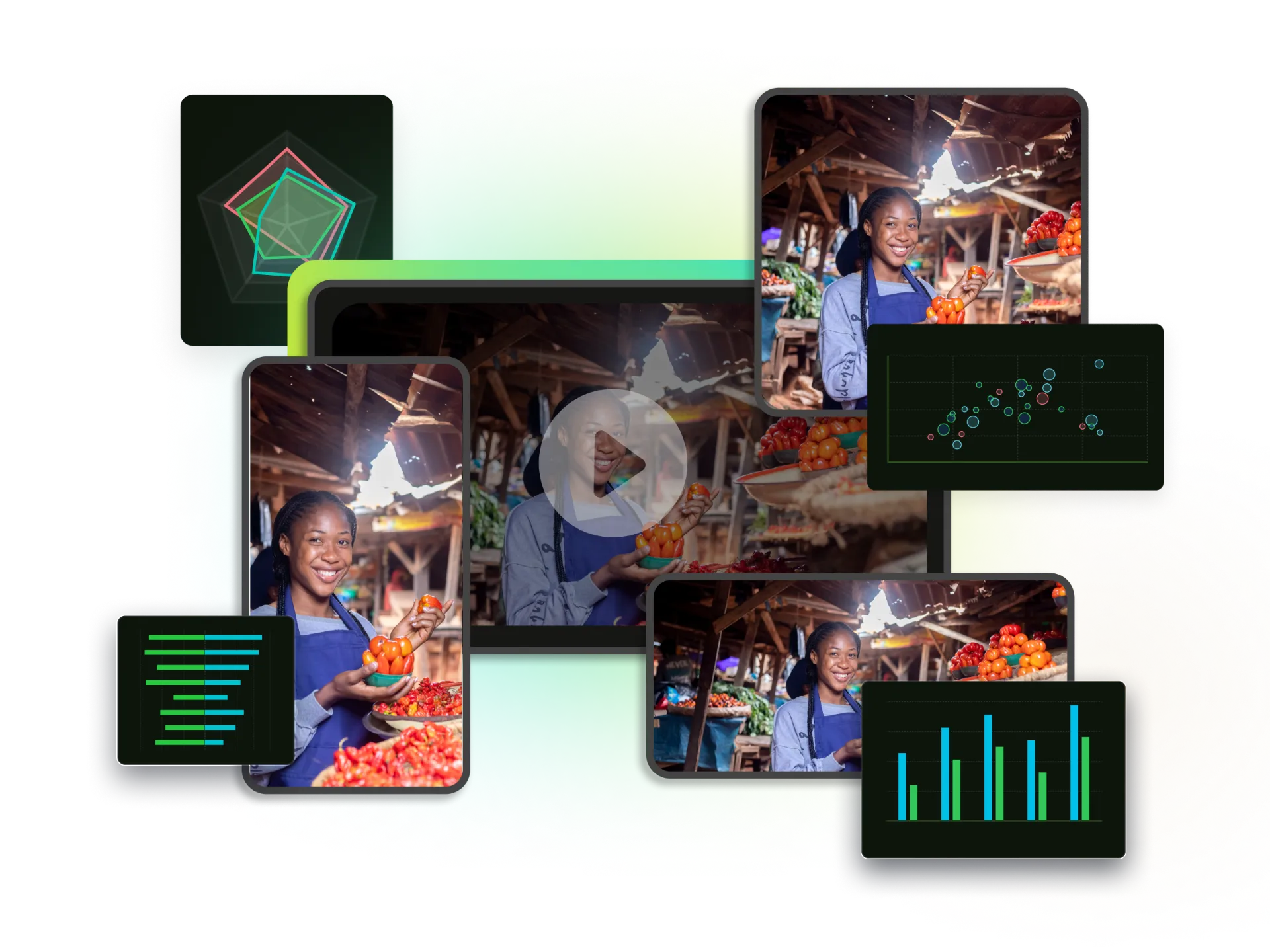 Professional ad optimization dashboard showing multiple aspect ratio versions for different platforms.