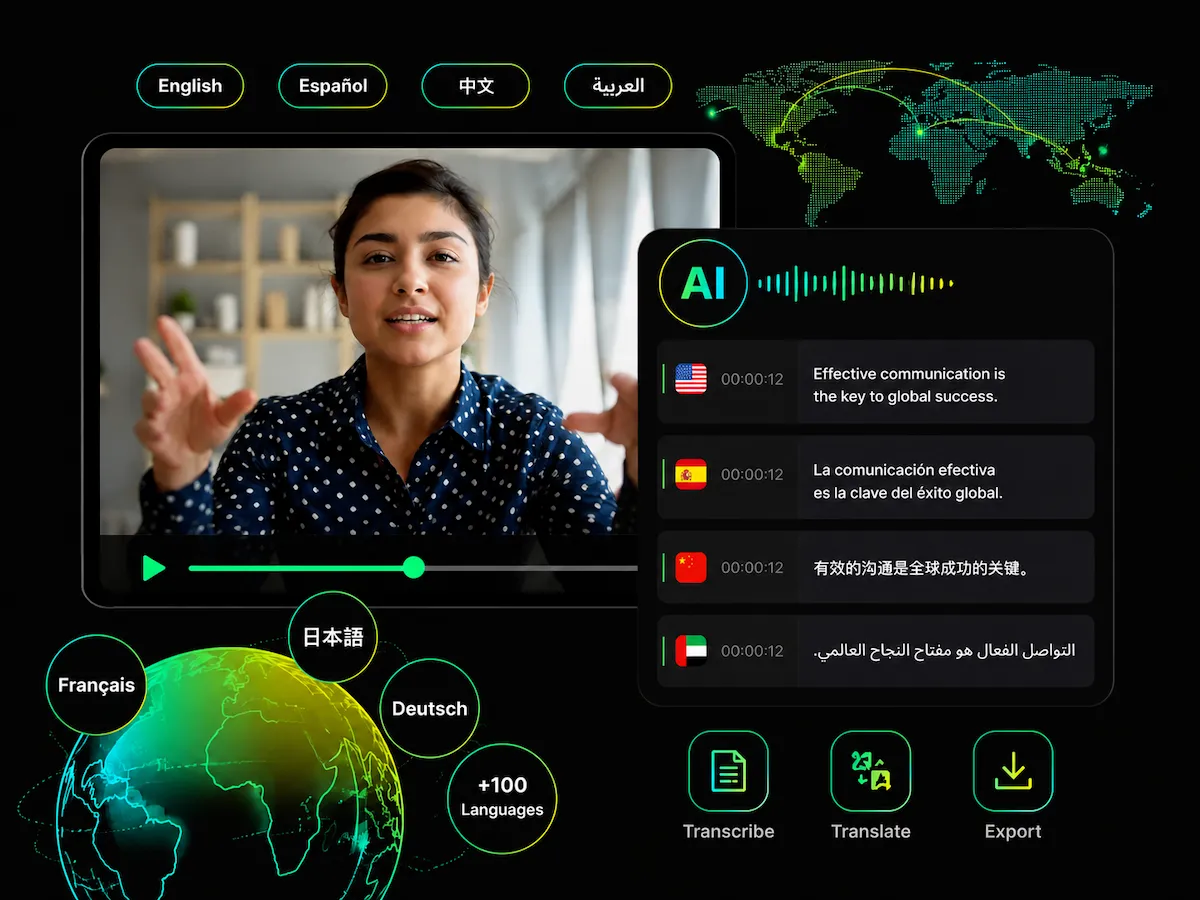 AI video to text translating a transcript for global teams