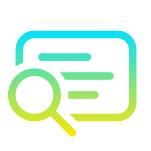 Magnifying glass over document icon for accurate transcription