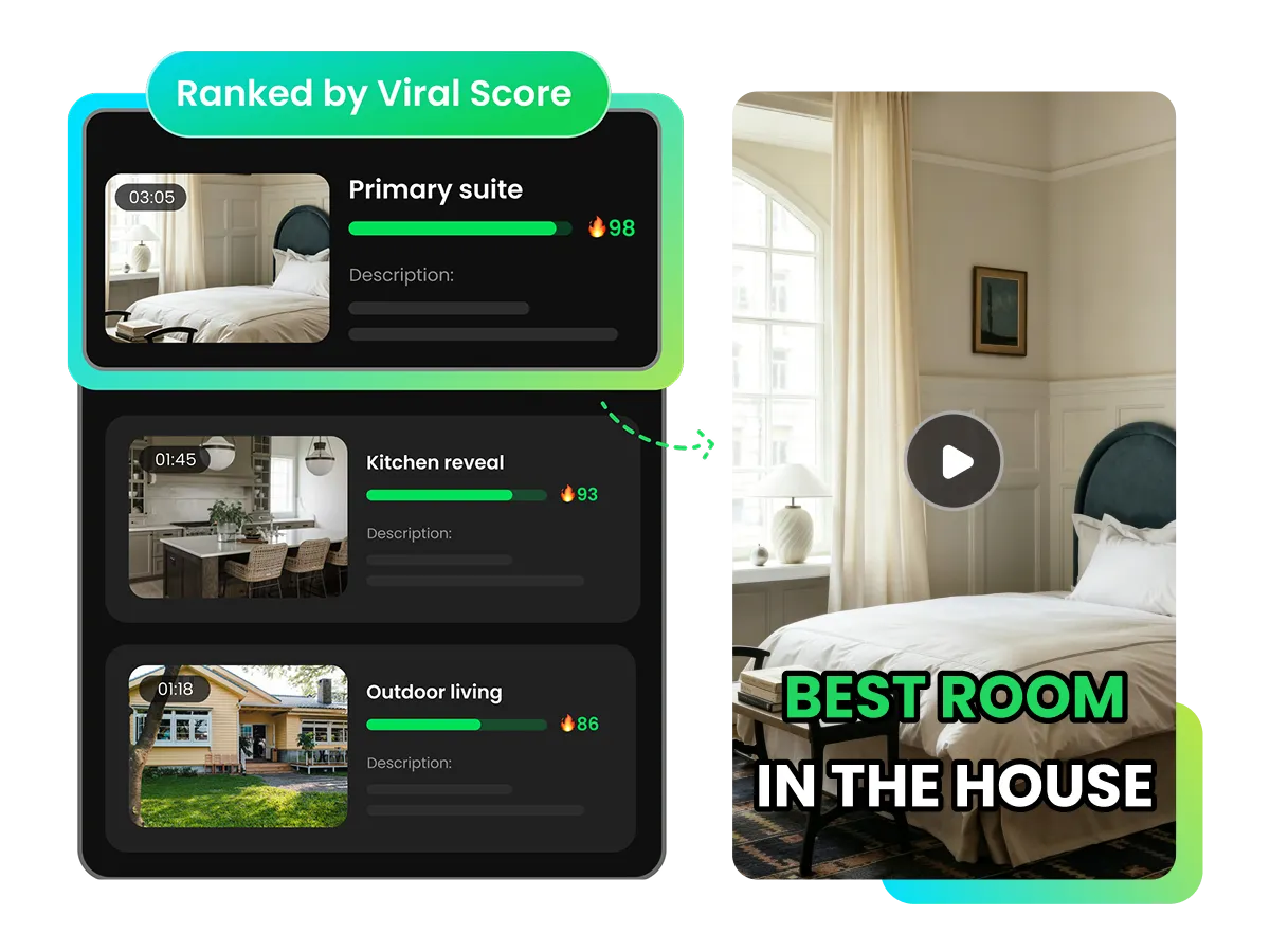 AI real estate video editing turning a home tour into short clips