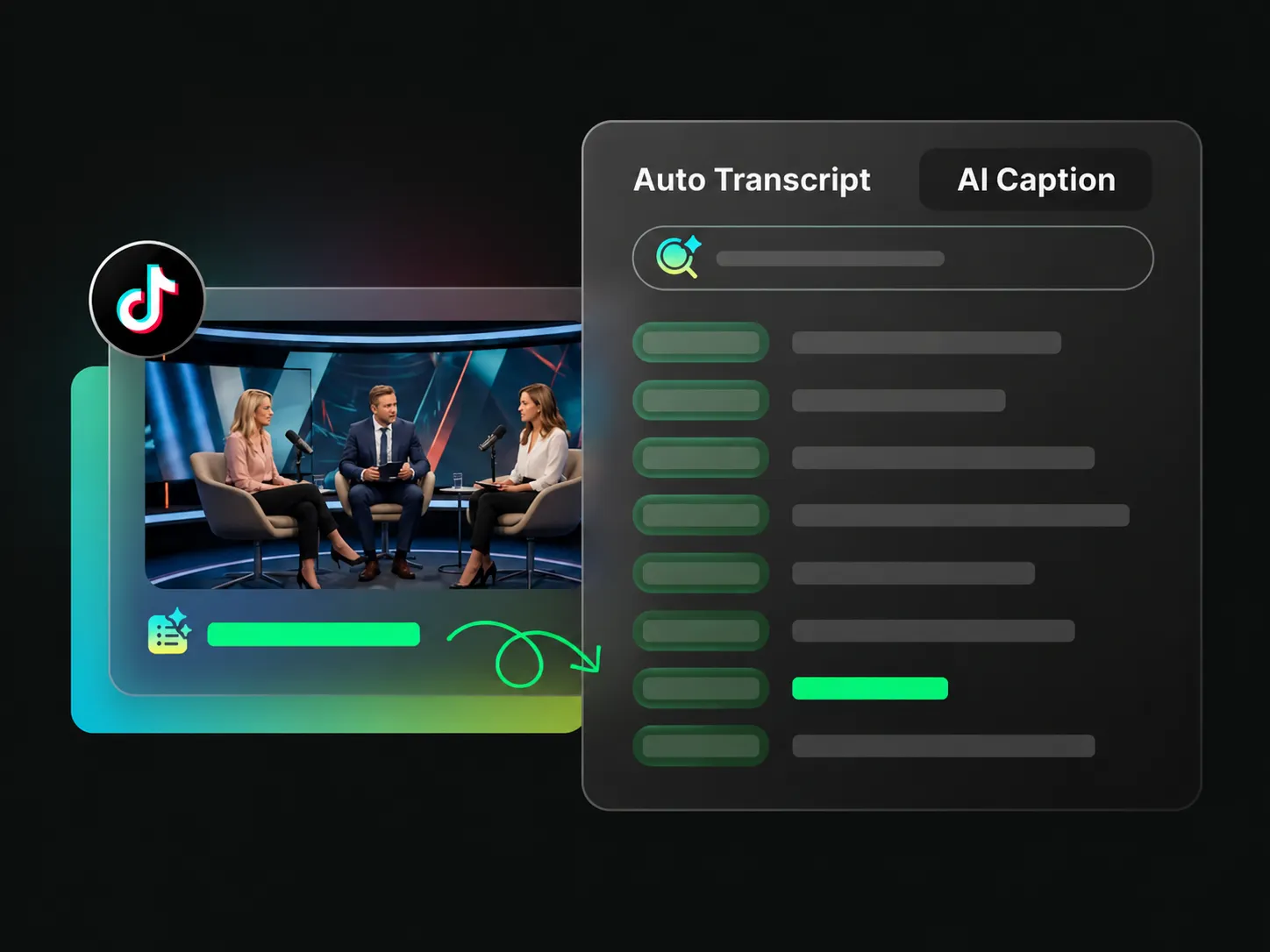 AI caption and custom thumbnail generator interface in TikTok content scheduler