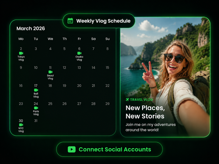 Vlogger batch planning weekend content using the TikTok video scheduler
