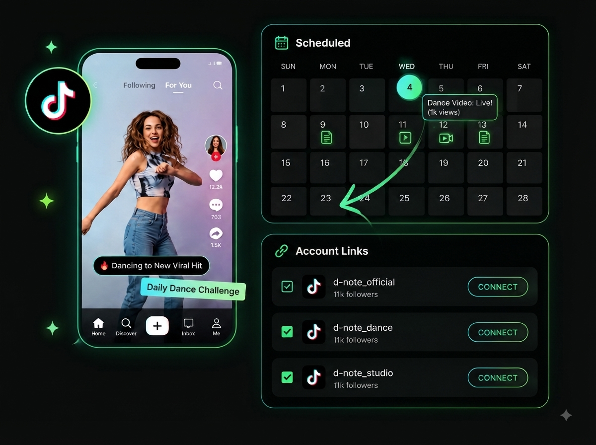 Interactive visual calendar interface in TikTok post scheduler for automated TikTok schedule management