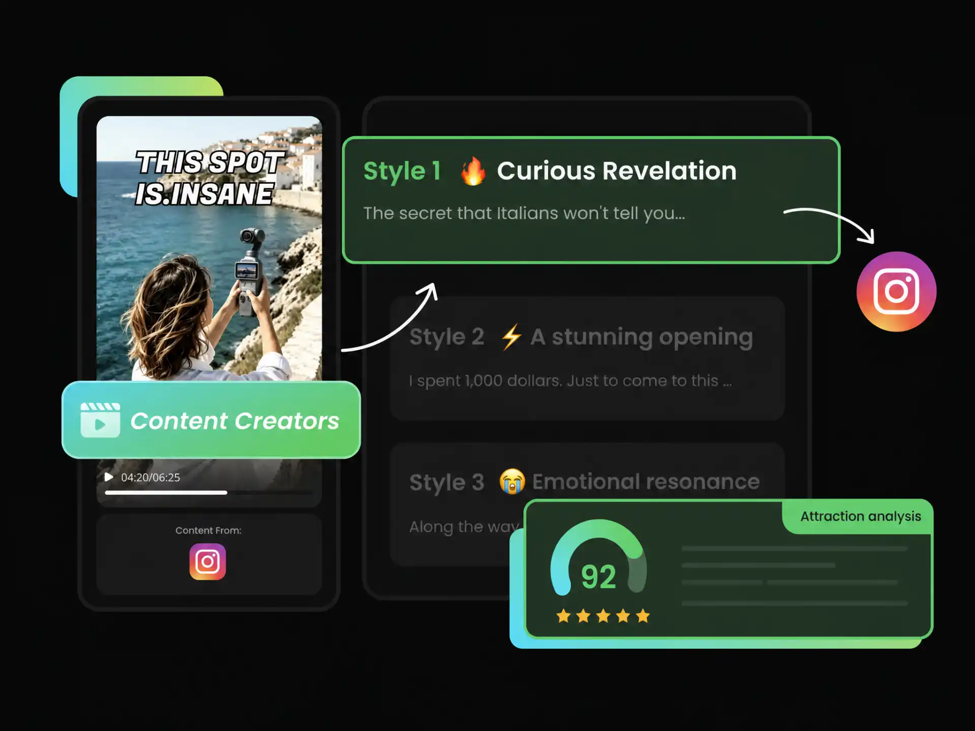 Reels creator using a hook generator for Instagram Reels to create engaging video openings