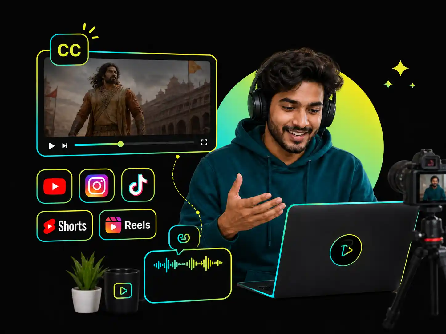 Telugu subtitles for YouTube videos, Shorts, and Reels
