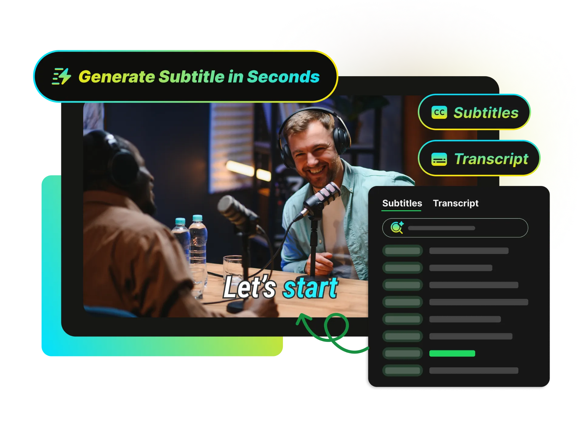 AI video analyzer generating subtitles in multiple languages