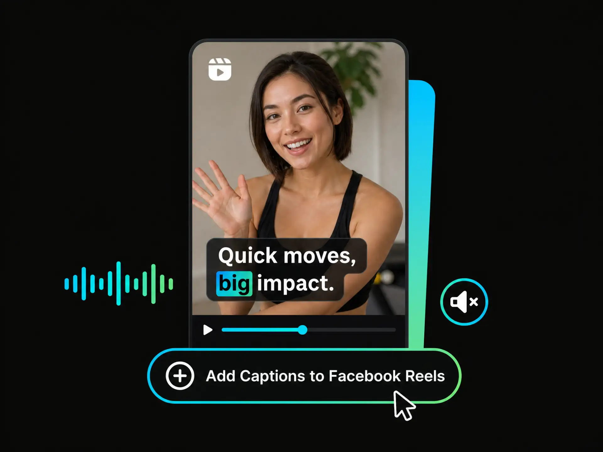 Creator adding an Instagram Reel caption with WayinVideo