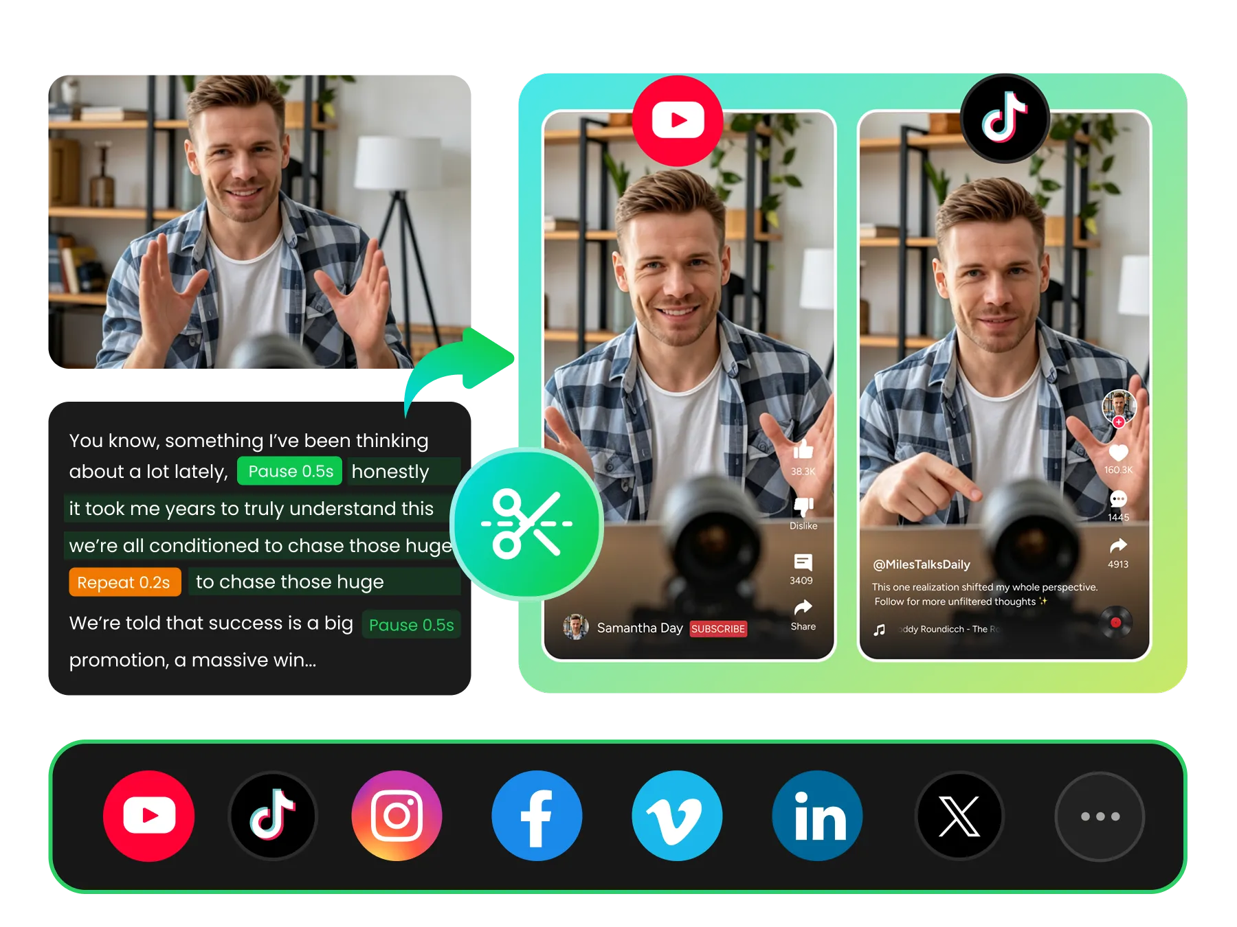 ai tool trimming video online to create short video clips for social media platforms