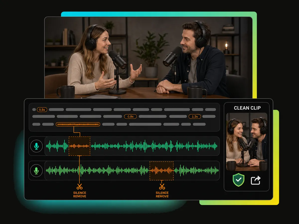 podcaster removing silence gaps and trimming interview clips from youtube videos