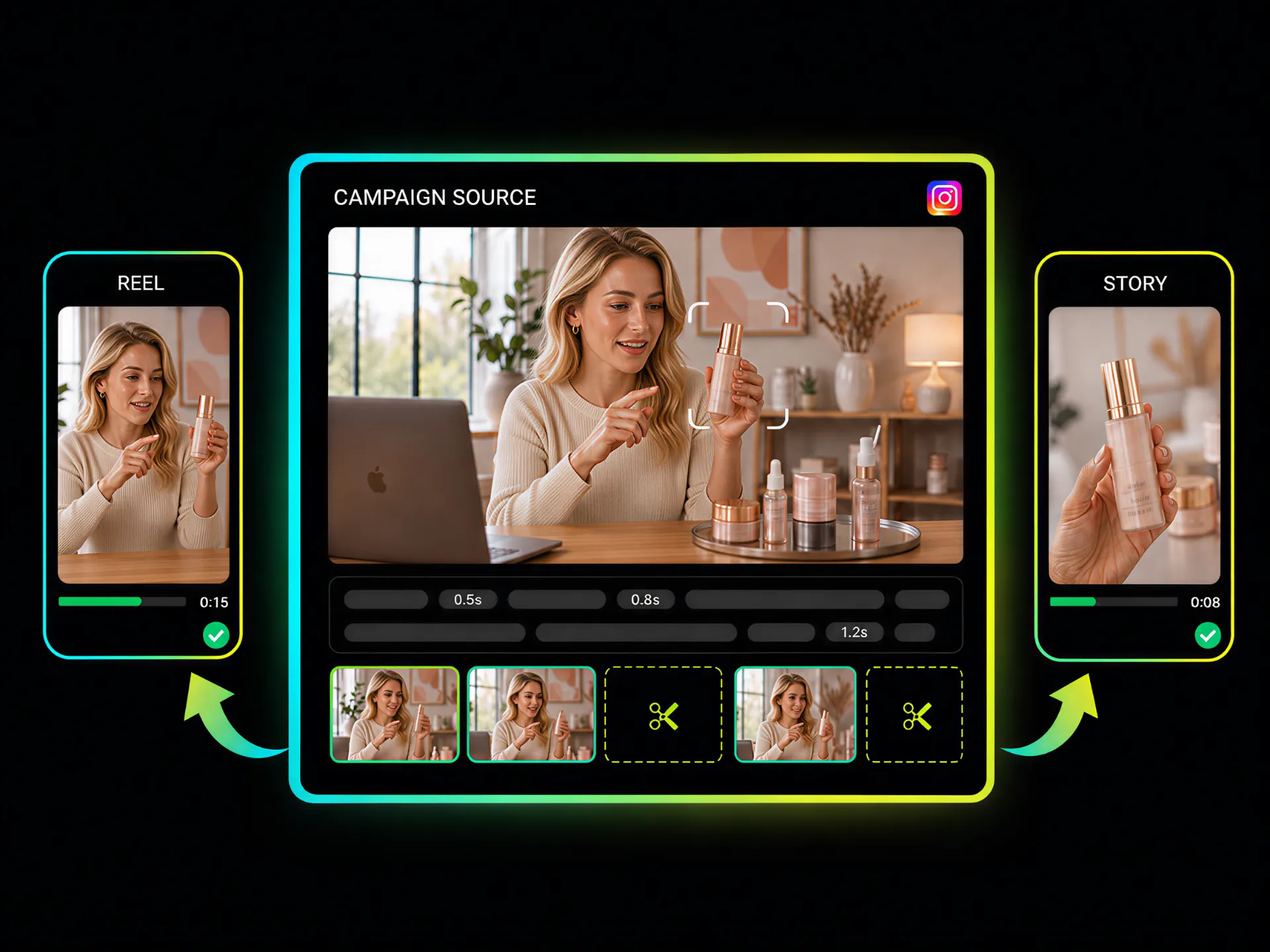 brand marketers cutting promotional videos and product demos for Instagram campaigns