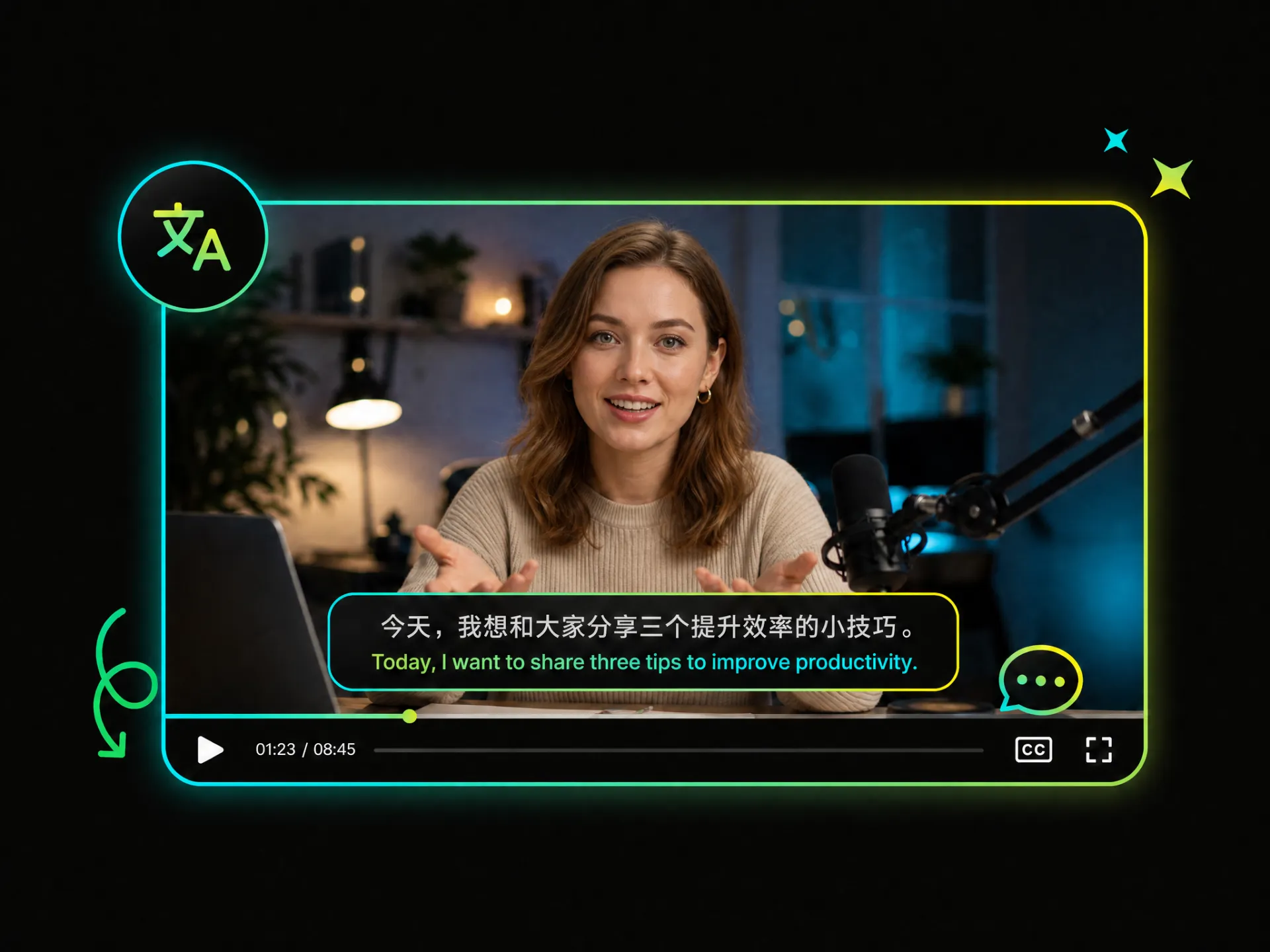 AI subtitles generator Chinese to English video captions