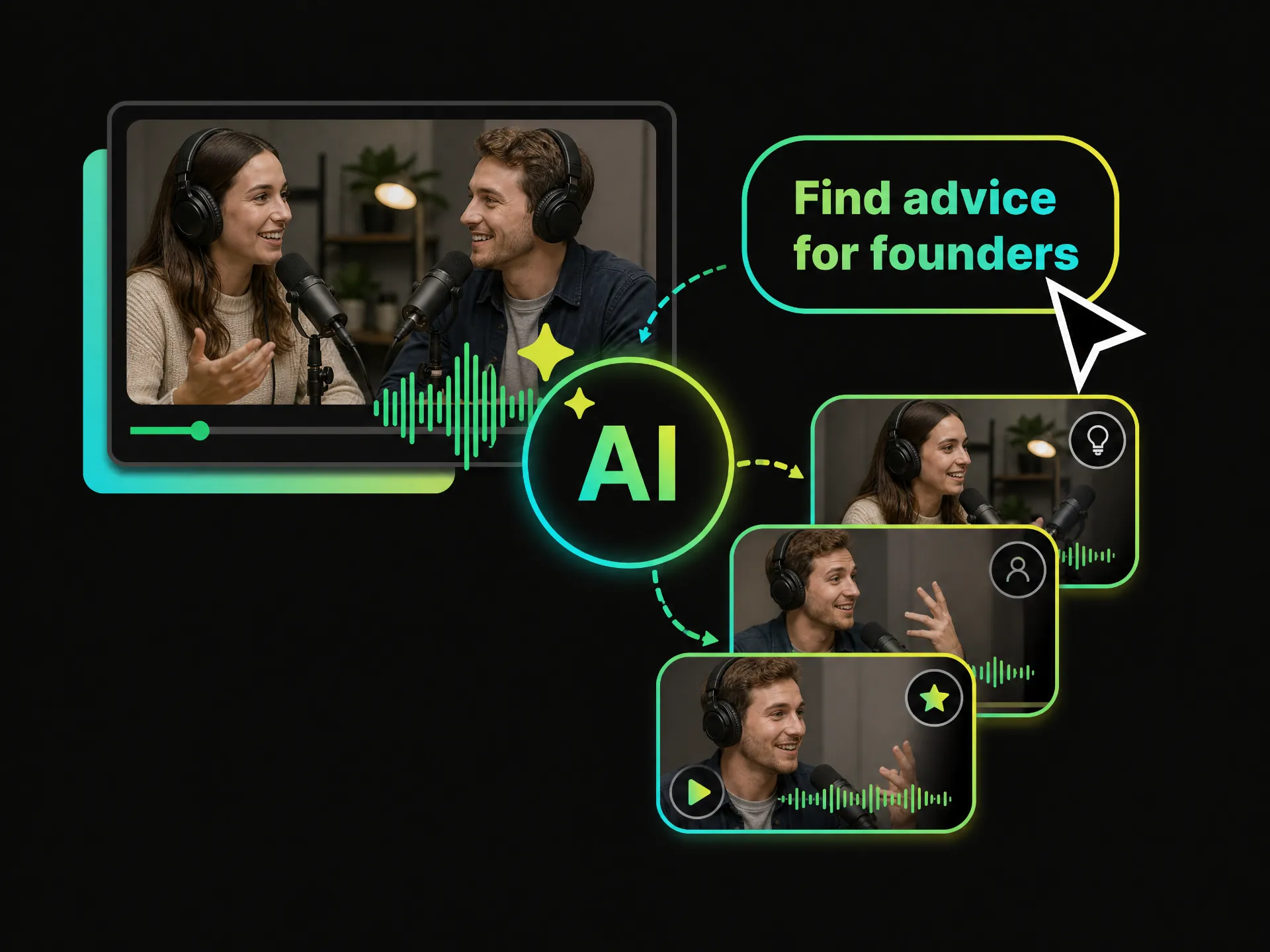 AI tool for podcast clips finding moments from transcripts
