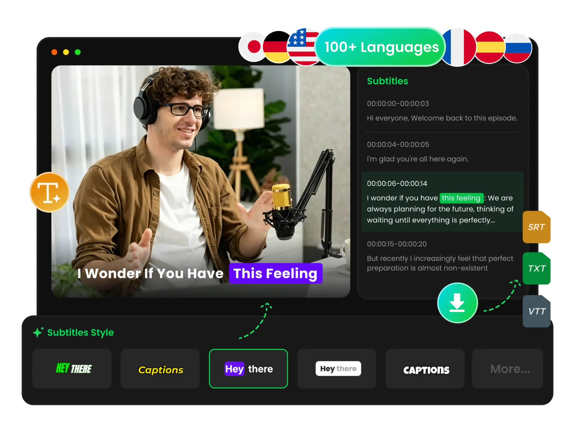 Video subtitle generator for editing and customizing subtitles