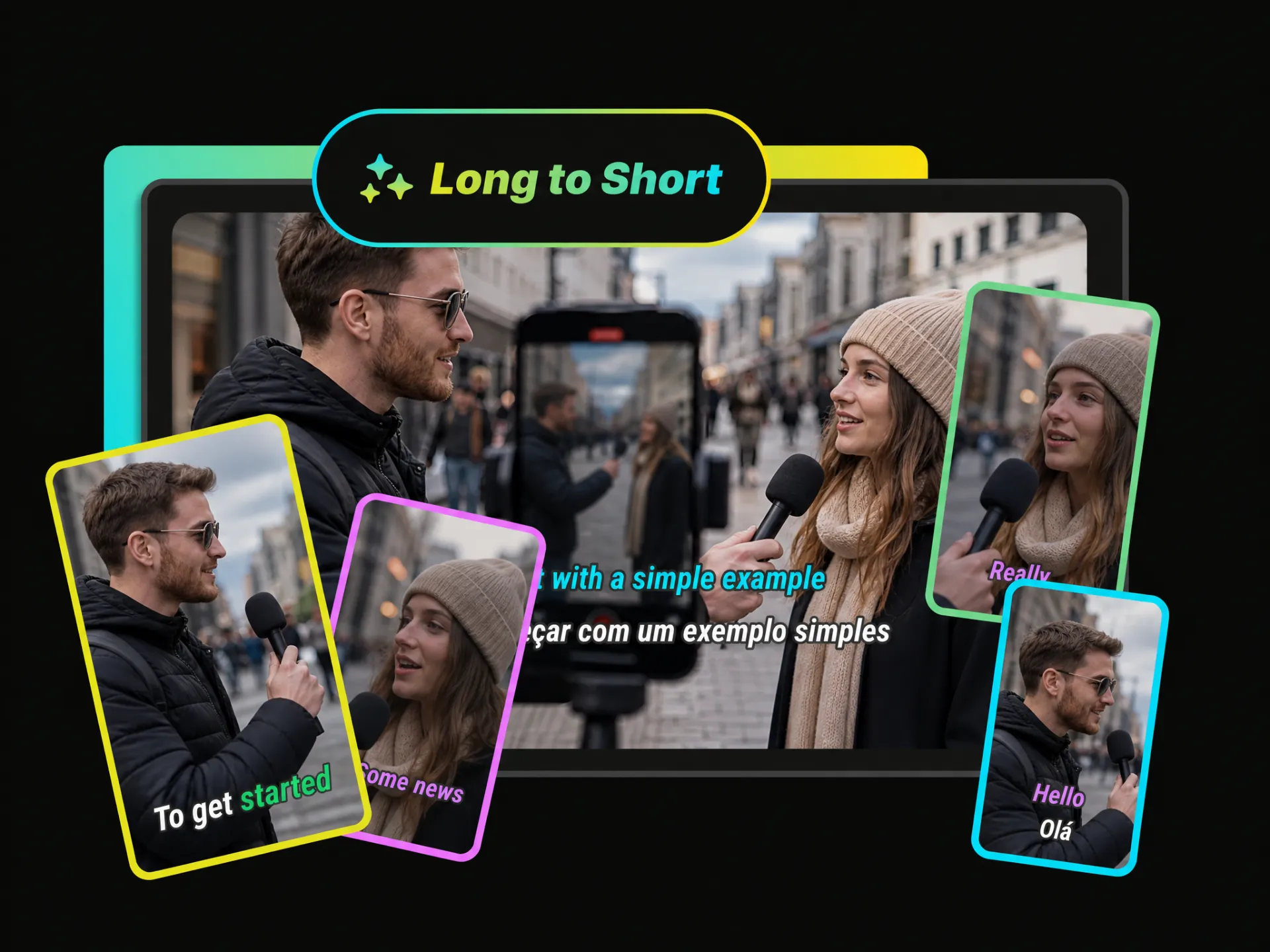 AI creating multiple TikTok clips from a single long video for content creators