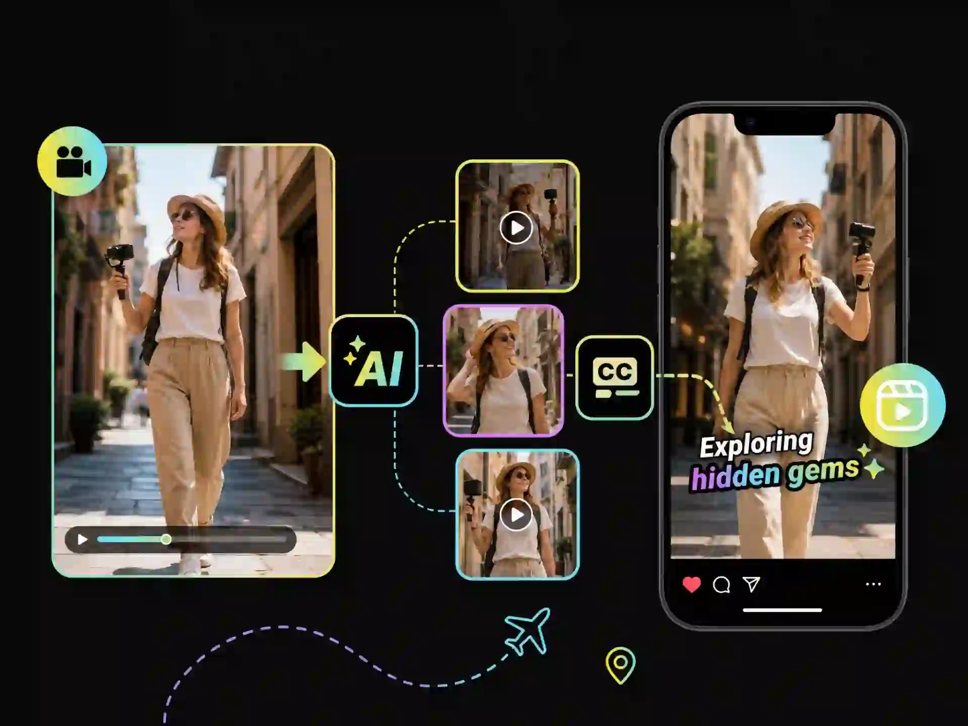 Generate travel Reels with Instagram video clip maker