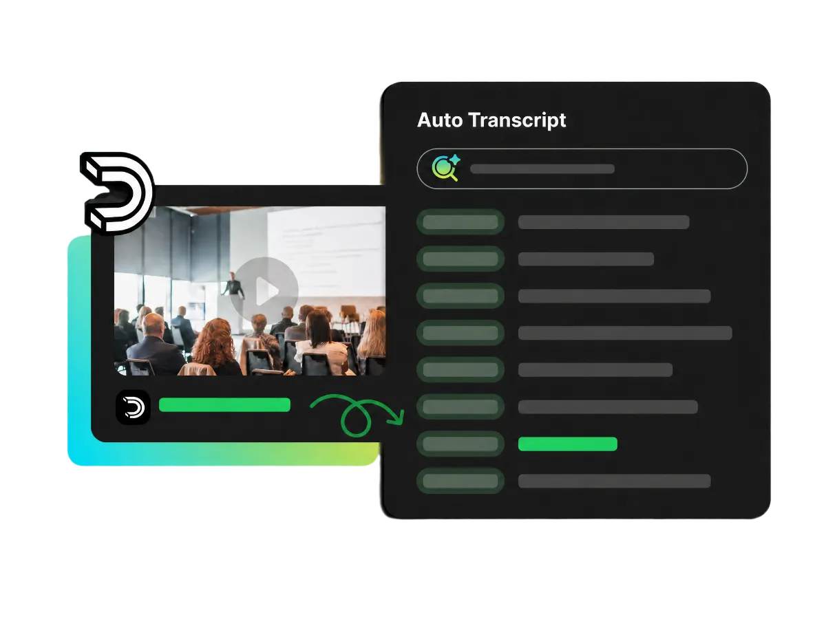 Keyword search in a searchable Dailymotion video transcript