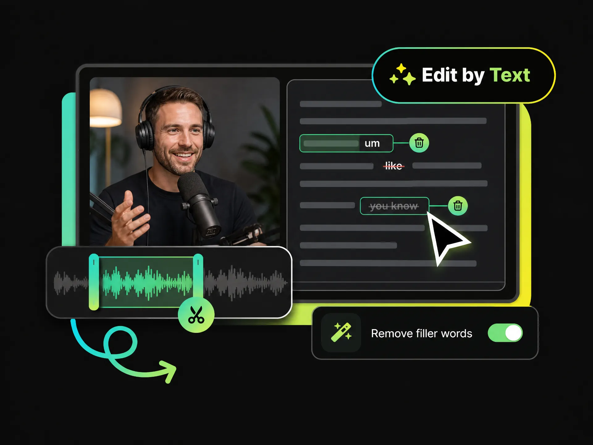 Text-based editing with the best ai podcast clip generator