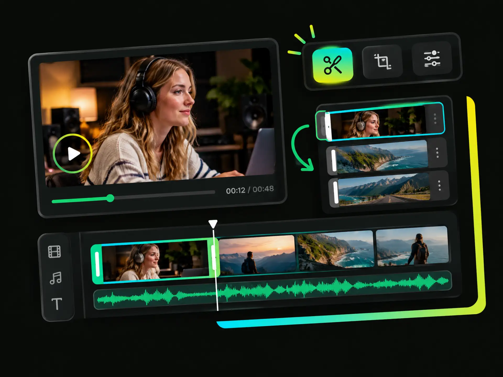 Best free AI video maker interface showing video editing controls and timeline adjustments in WayinVideo