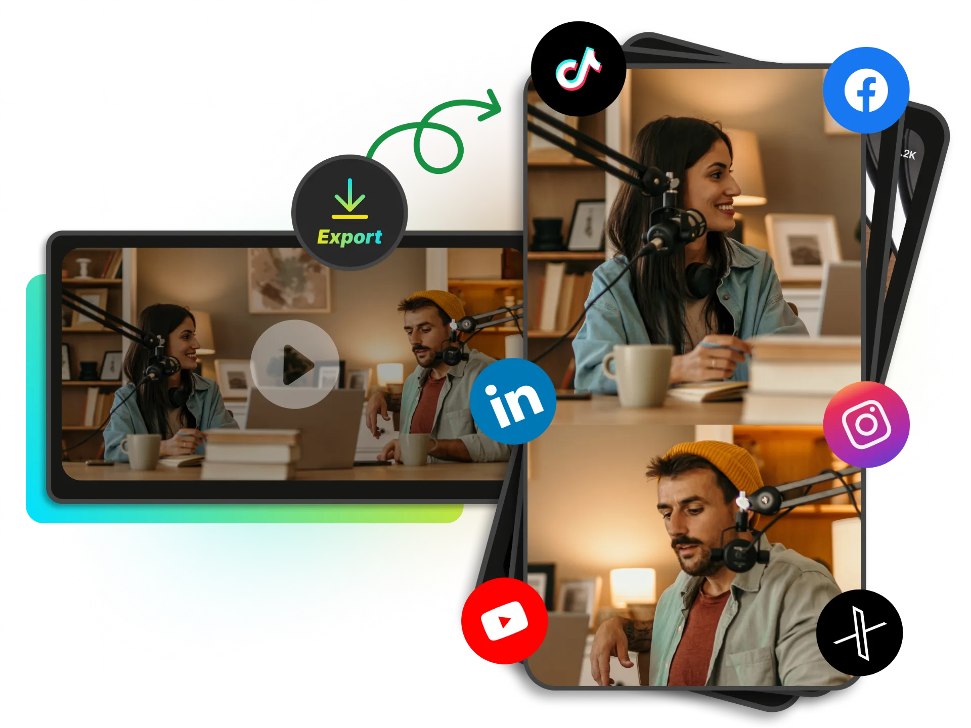 Exporting repurpose videos as platform-ready vertical clips across social channels