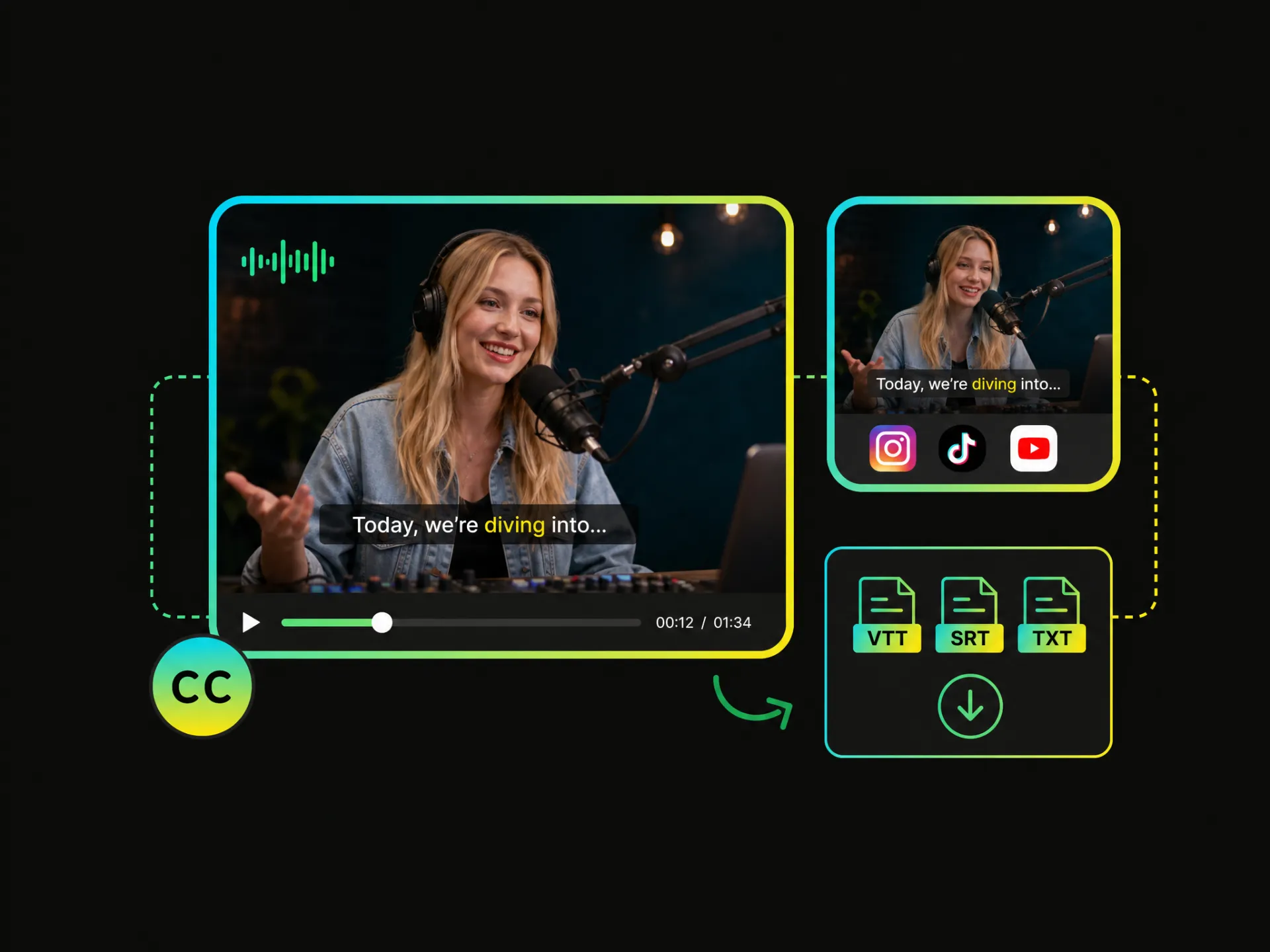 AI caption generator for video with burned-in captions ready to export