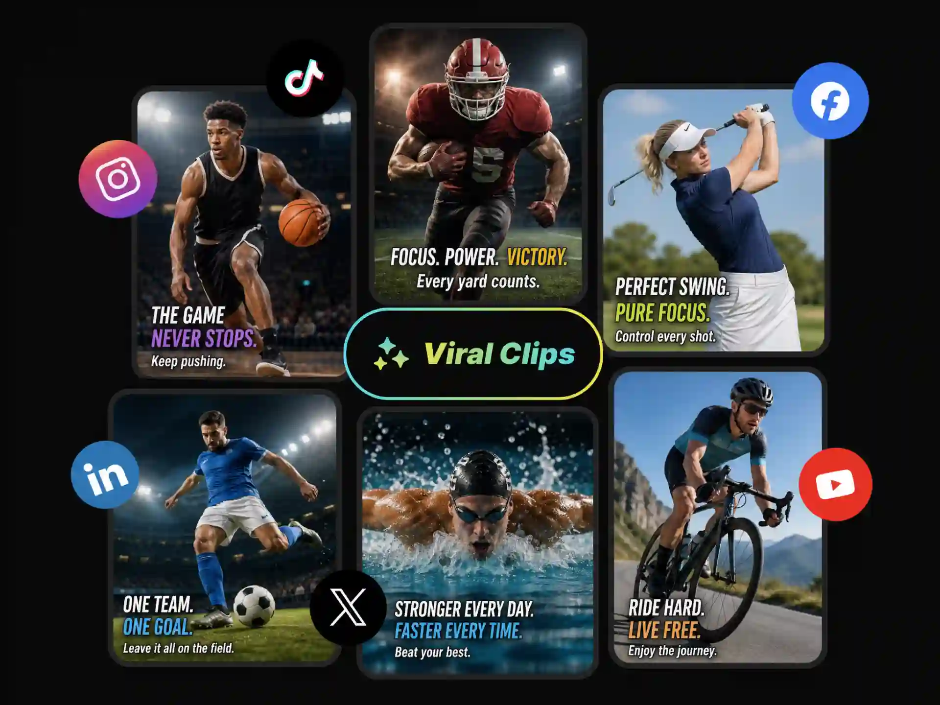 AI sports clip maker generating auto captions for multi-platform video formats