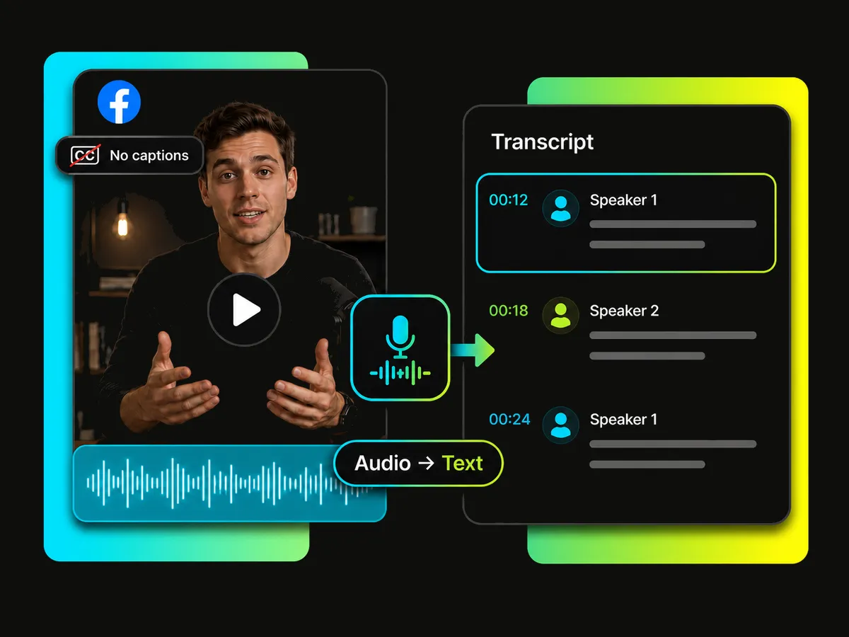 facebook video to text transcription for videos without existing captions