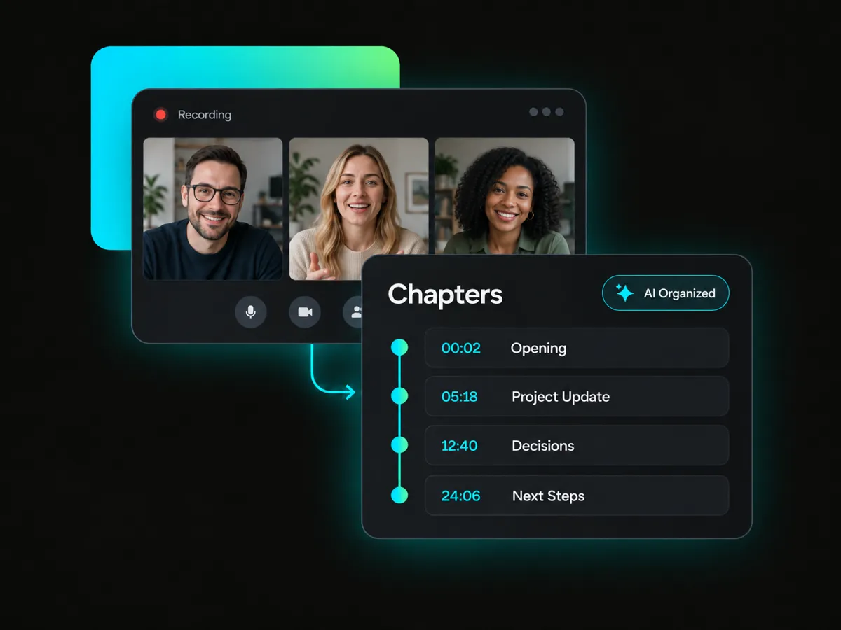 meeting notes ai turning a recorded meeting into timestamped chapters