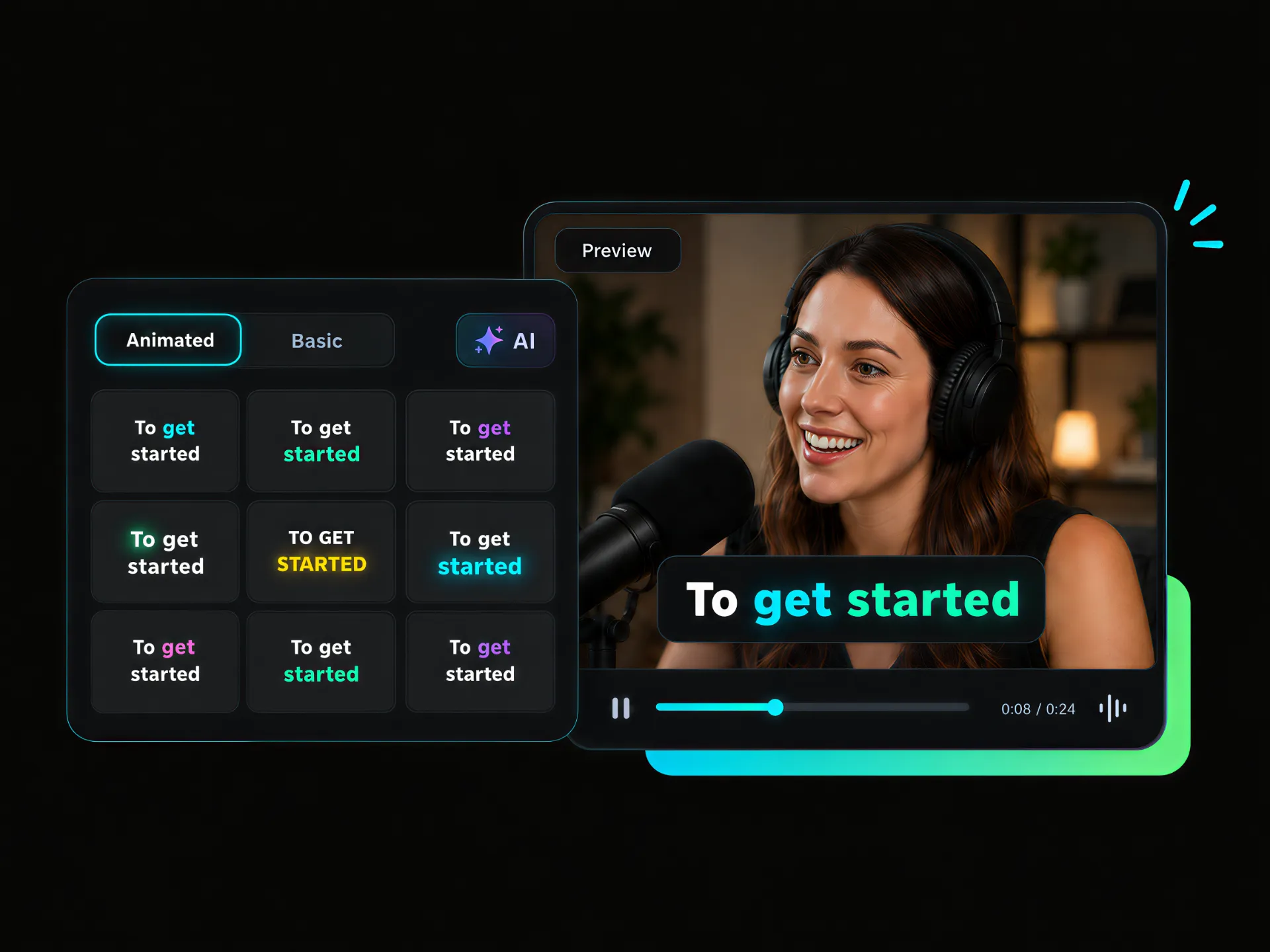 smooth animated captions added to vimeo video with eye-catching word highlights