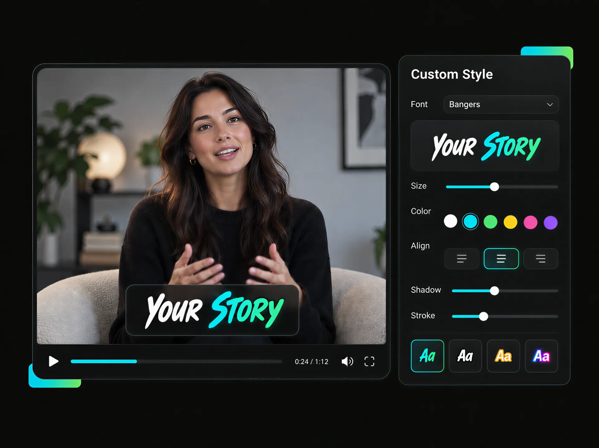 Branded captions for TikToks with custom font styles