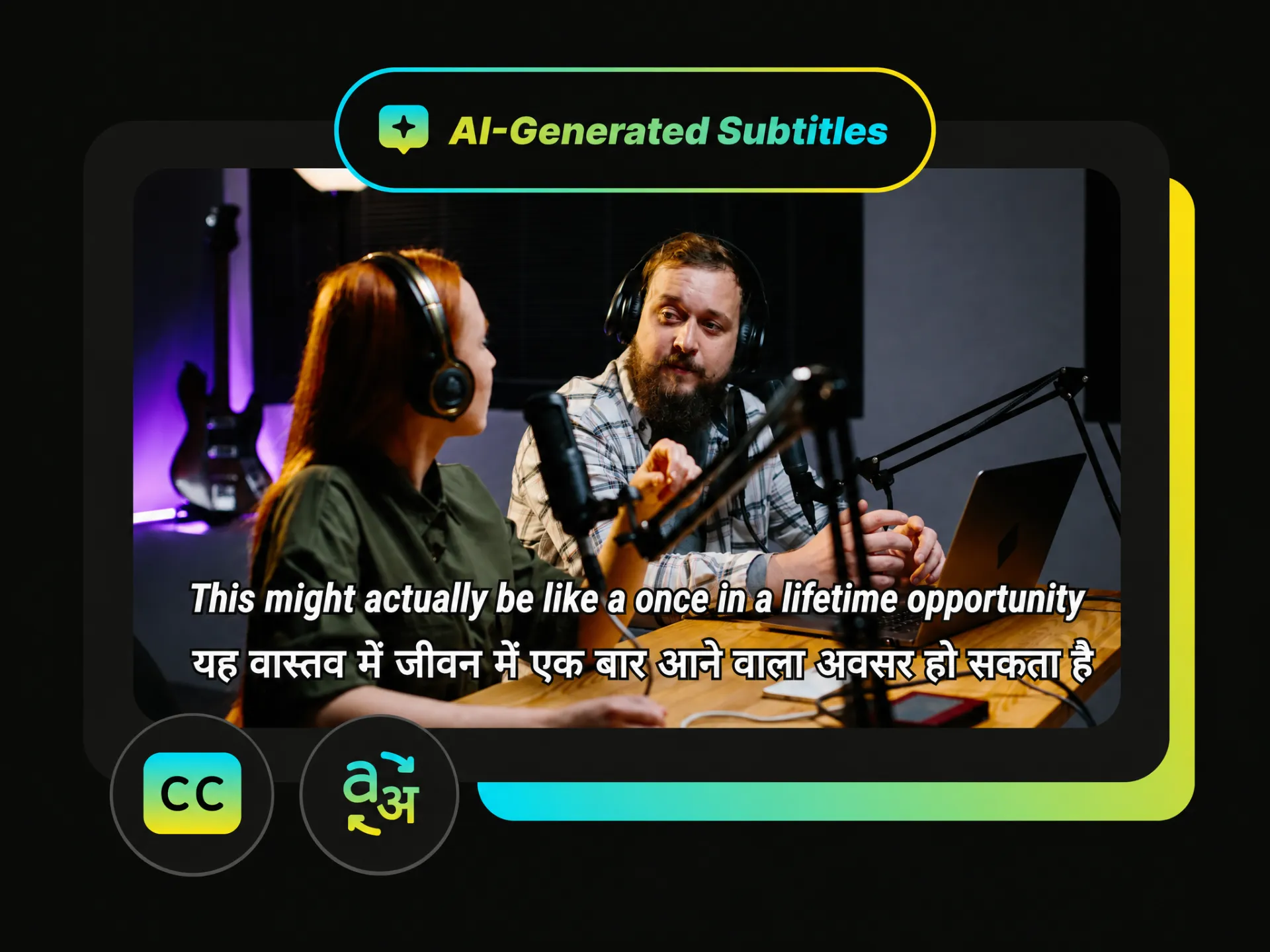 ai generating accurately timed hindi subtitles for an english video automatically