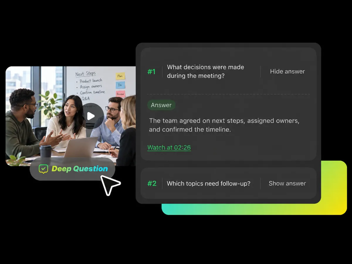 user diving deeper into the ai meeting notes with auto-generated questions and answers