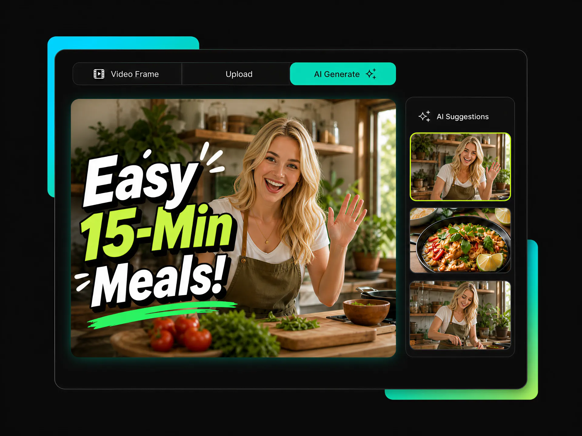 facebook video title generator creating thumbnails from video frames, uploads, and ai generation
