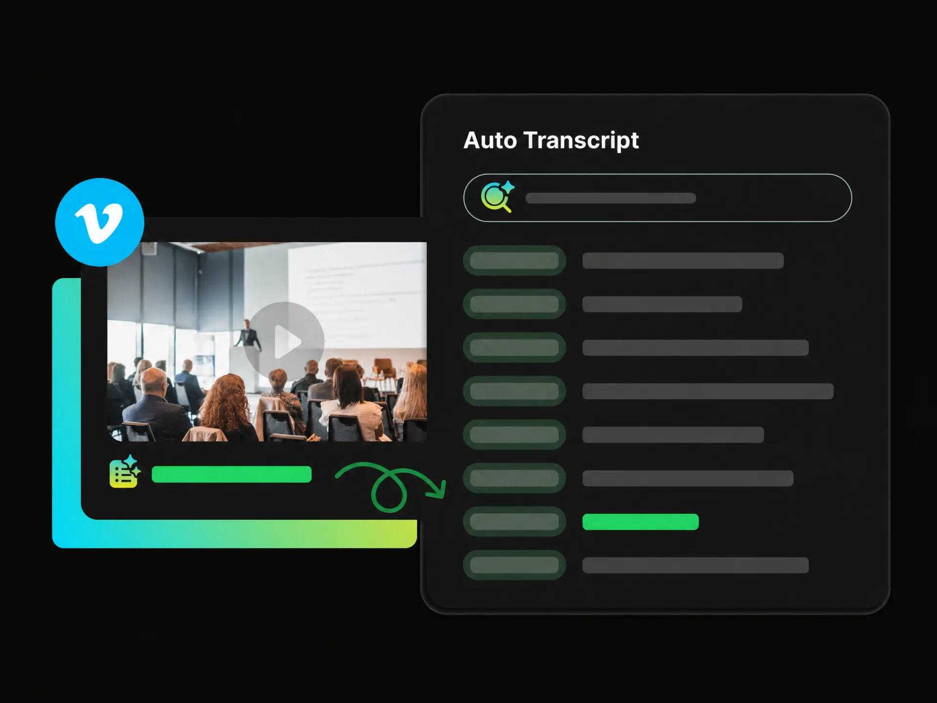 searching and exporting a vimeo video transcript as txt or srt