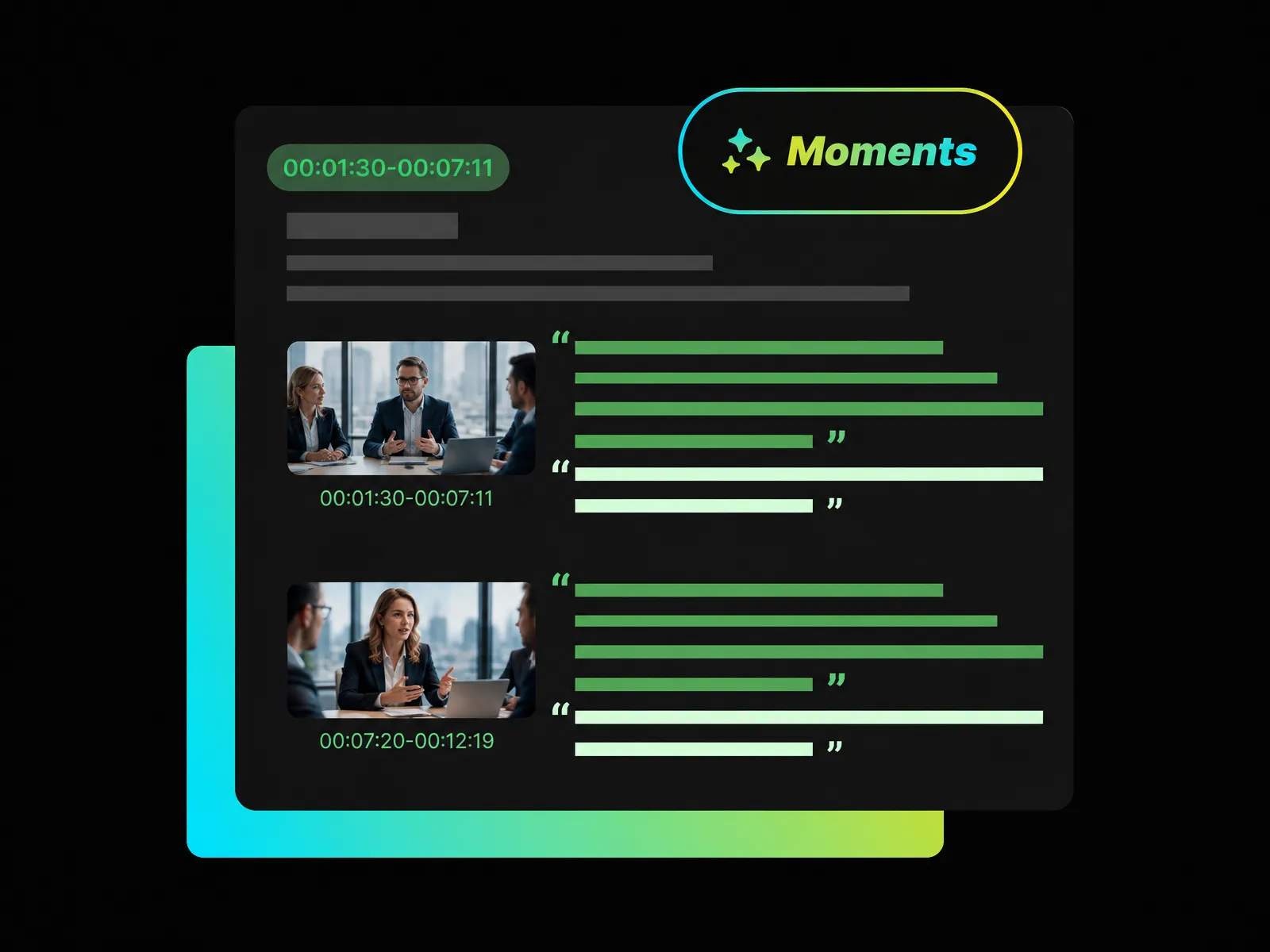 Highlight clips showing important moments from a Google Meet video