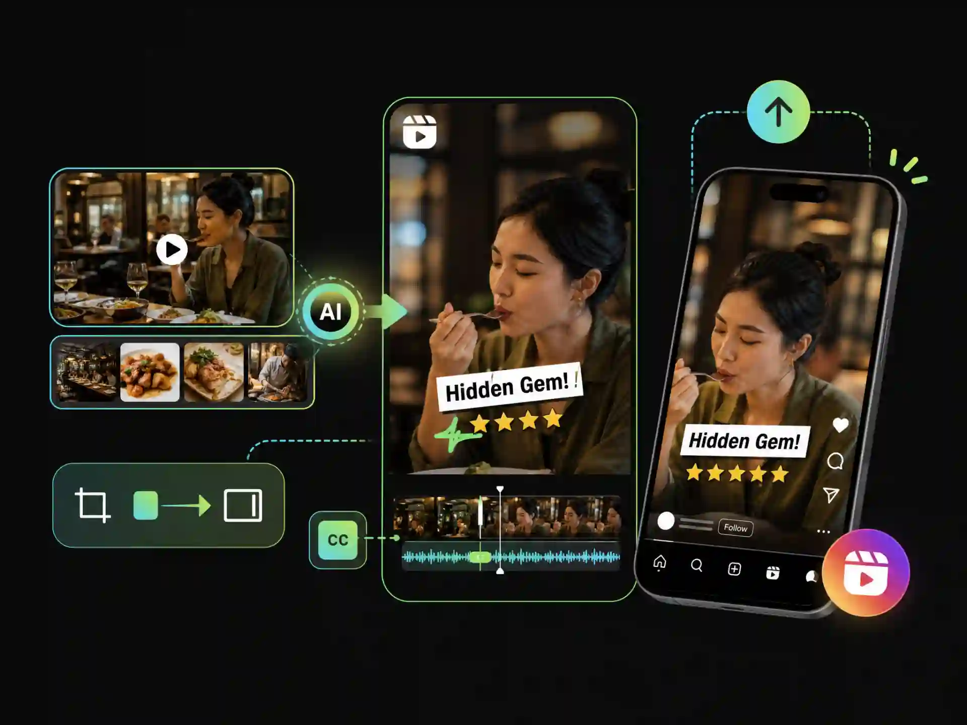 Create cafe review Reels with Instagram clip maker