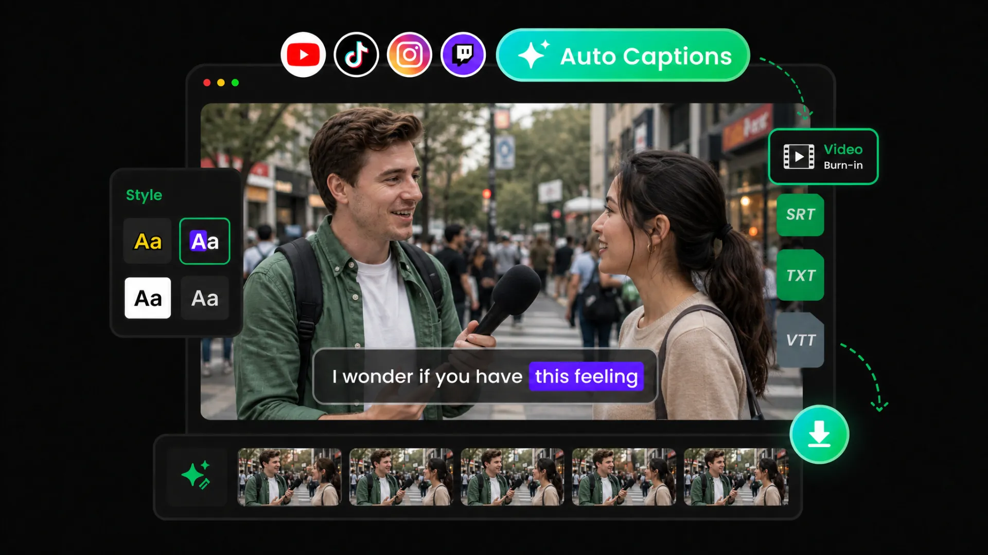 AI tool to add captions to video without watermark