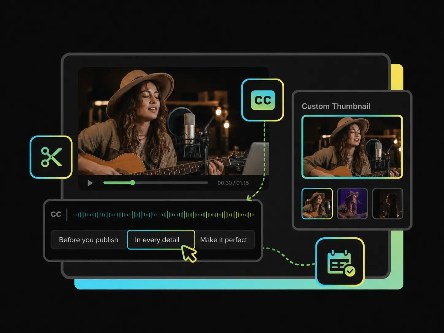 Instagram video caption and custom thumbnail settings