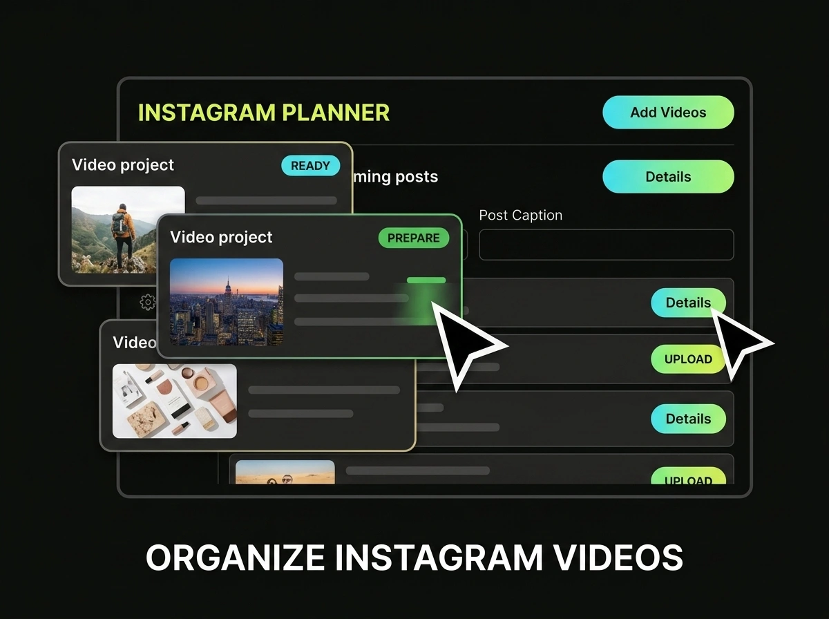 social media planner for Instagram for organizing scheduled video posts
